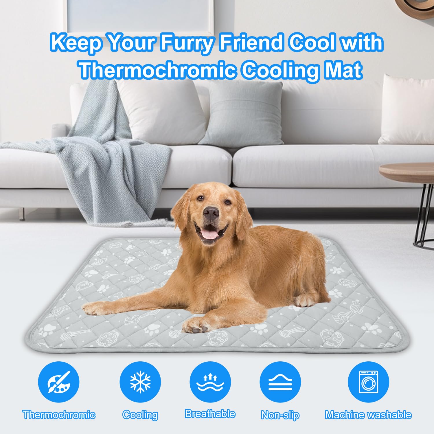 Mh Mylune Home Self Cooling Mat For Large Dog, 44   X32    Arc-Chill Cooling Fiber & Endothermic Color Changing Pet Cooling Pad,