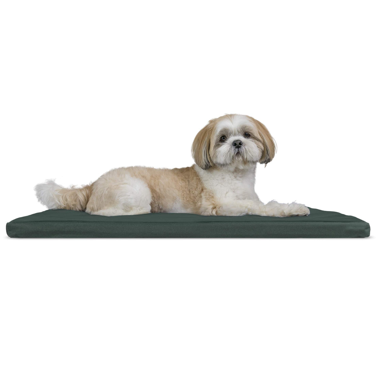Furhaven Medium Dog Bed Water-Resistant Two-Tone Kennel & Crate Pad W/ Removable Washable Cover - Green/Gray, Medium