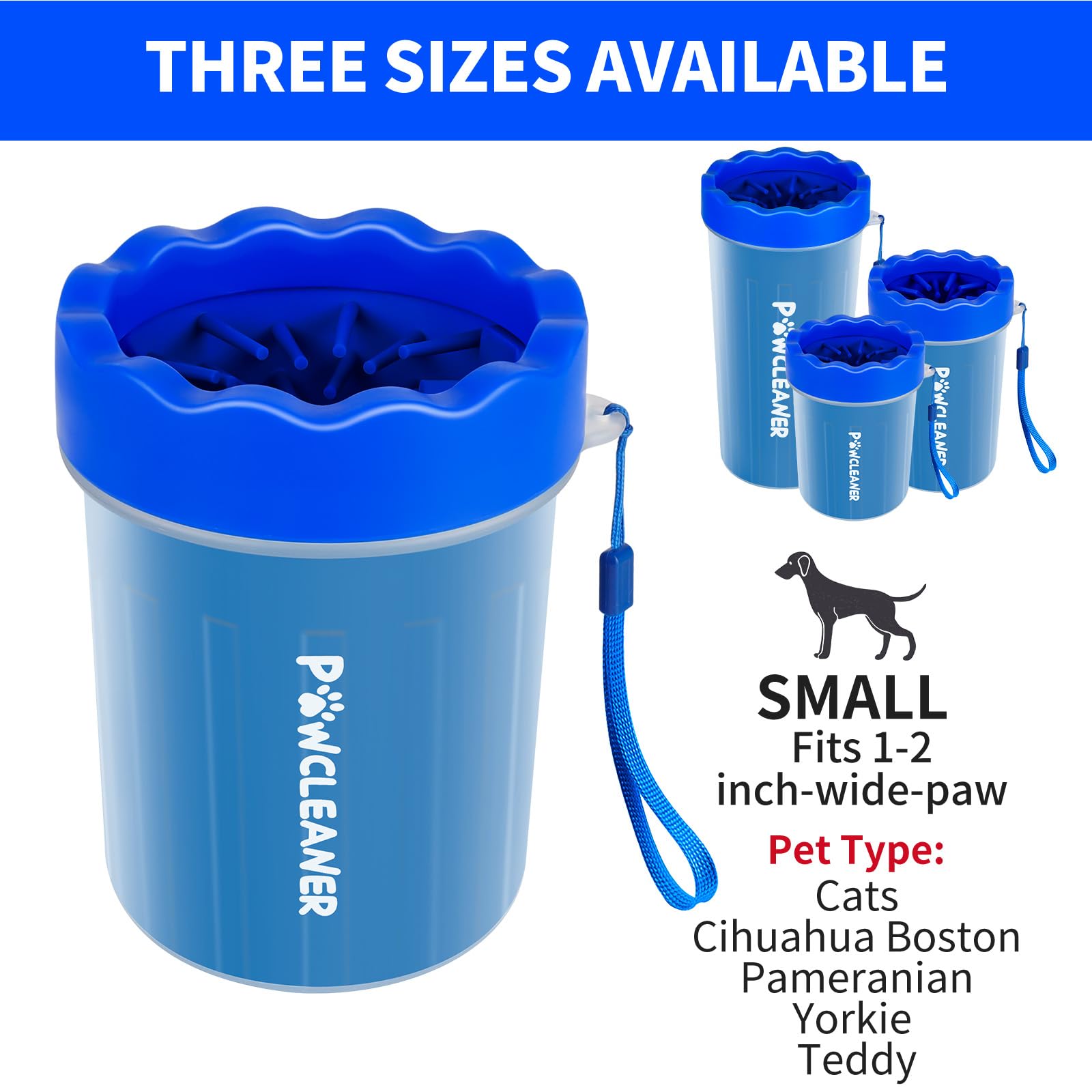 Dog Paw Cleaner For Dogs, (With 3Pcs Absorbent Towels & Adjustable Bath Brush) Dog Paw Washer, Pet Foot Cleaner (Deep Blue, Smal