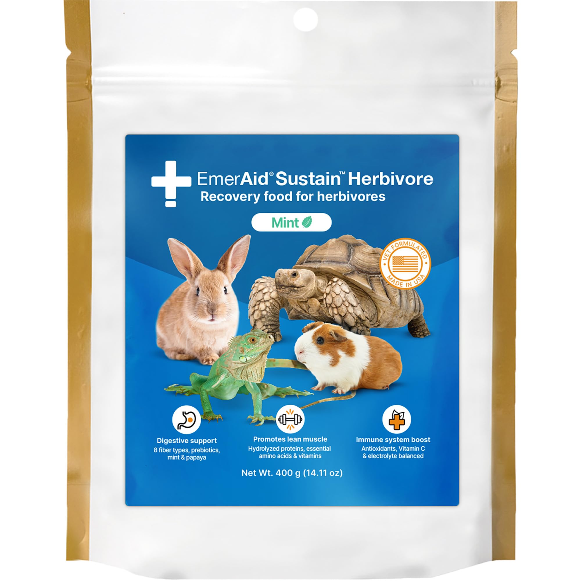 EMERAID Sustain Life Saving Nutrition for Herbivores, Made with Non-GMO and Human Grade Ingredients, 400g Ba