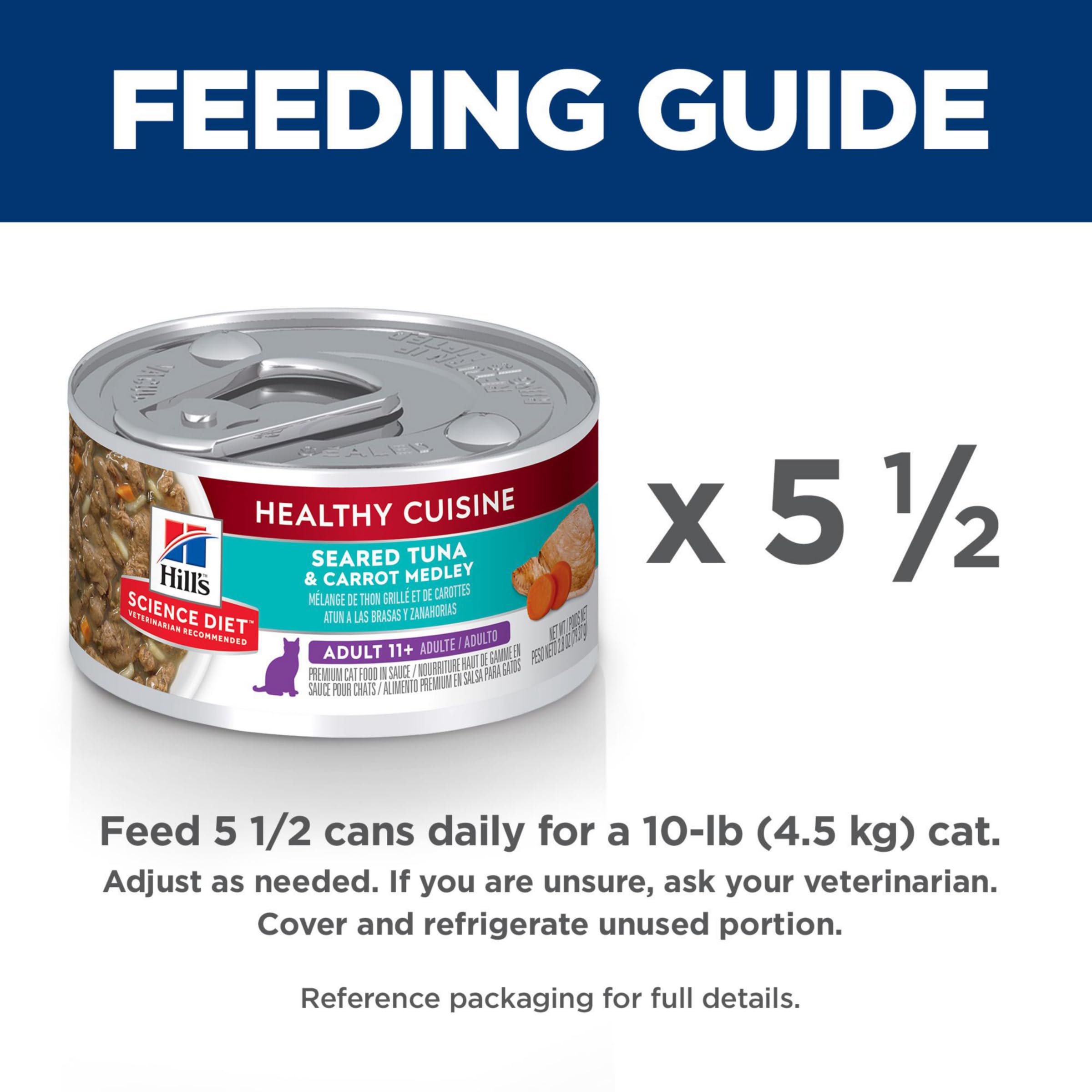 Hills Science Diet Healthy Cuisine, Senior Adult 11+, Great Taste, Wet Cat Food, Seared Tuna & Carrot Stew, 2.8 oz Can, Case of
