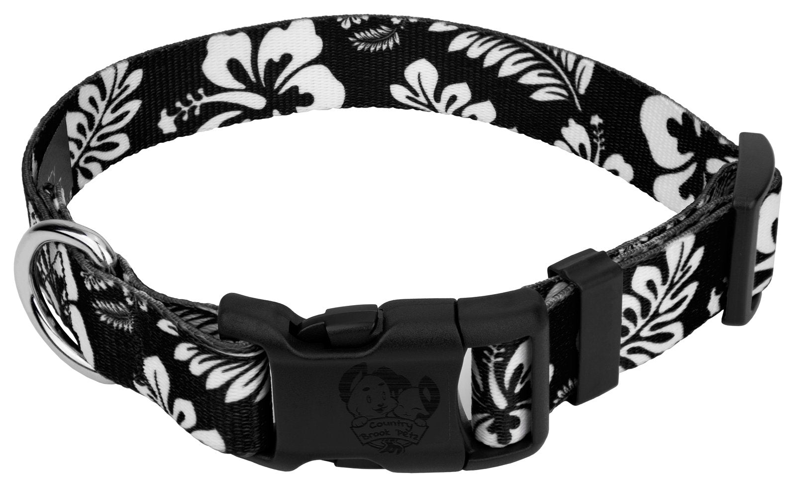 Country Brook Petz - Deluxe Black Hawaiian Dog Collar - Made In The U.S.A. - Summer Breeze Collection Featuring Sunny Designs (5