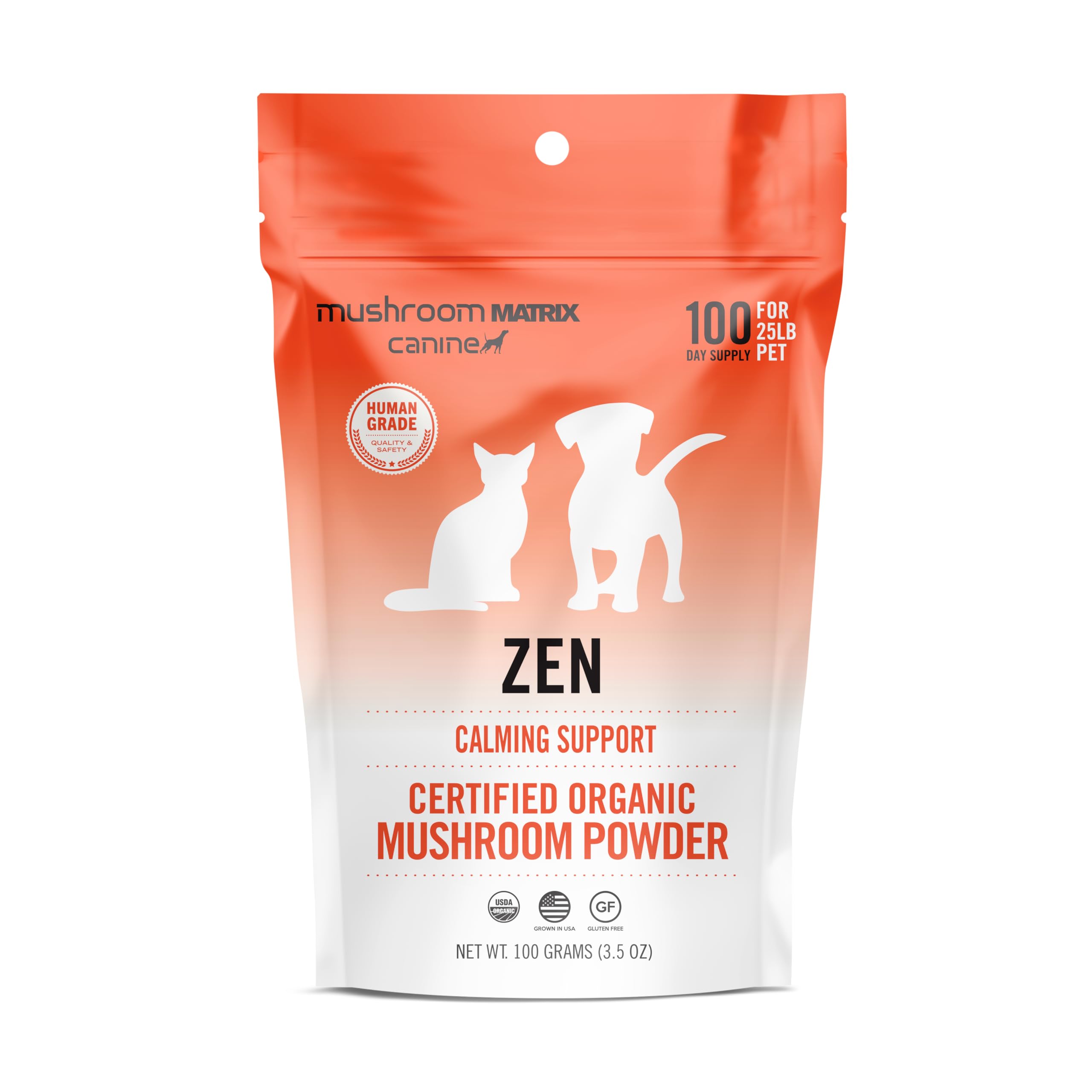 Om Mushroom Matrix Pet - Canine | Zen Matrix Mushroom Blend | USA Grown Human-Grade Organic Mushroom Powder Pet Supplement | Cal