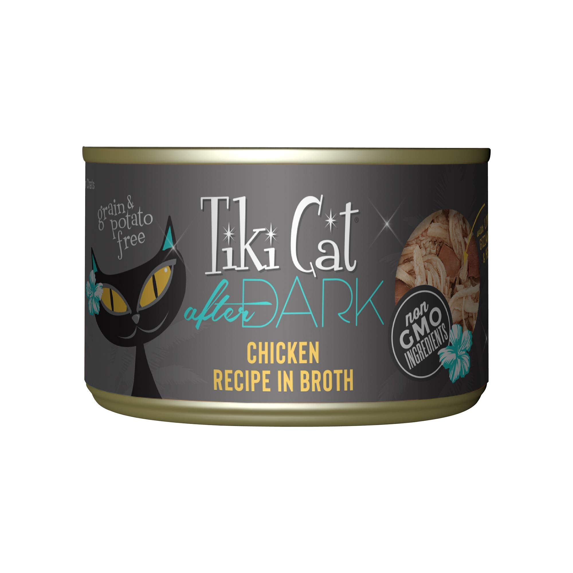 Tiki Cat After Dark, Chicken, High-Protein and 100% Non-GMO Ingredients, Wet Cat Food for Adult Cats, 5.5 oz. Cans (Pack of 8)