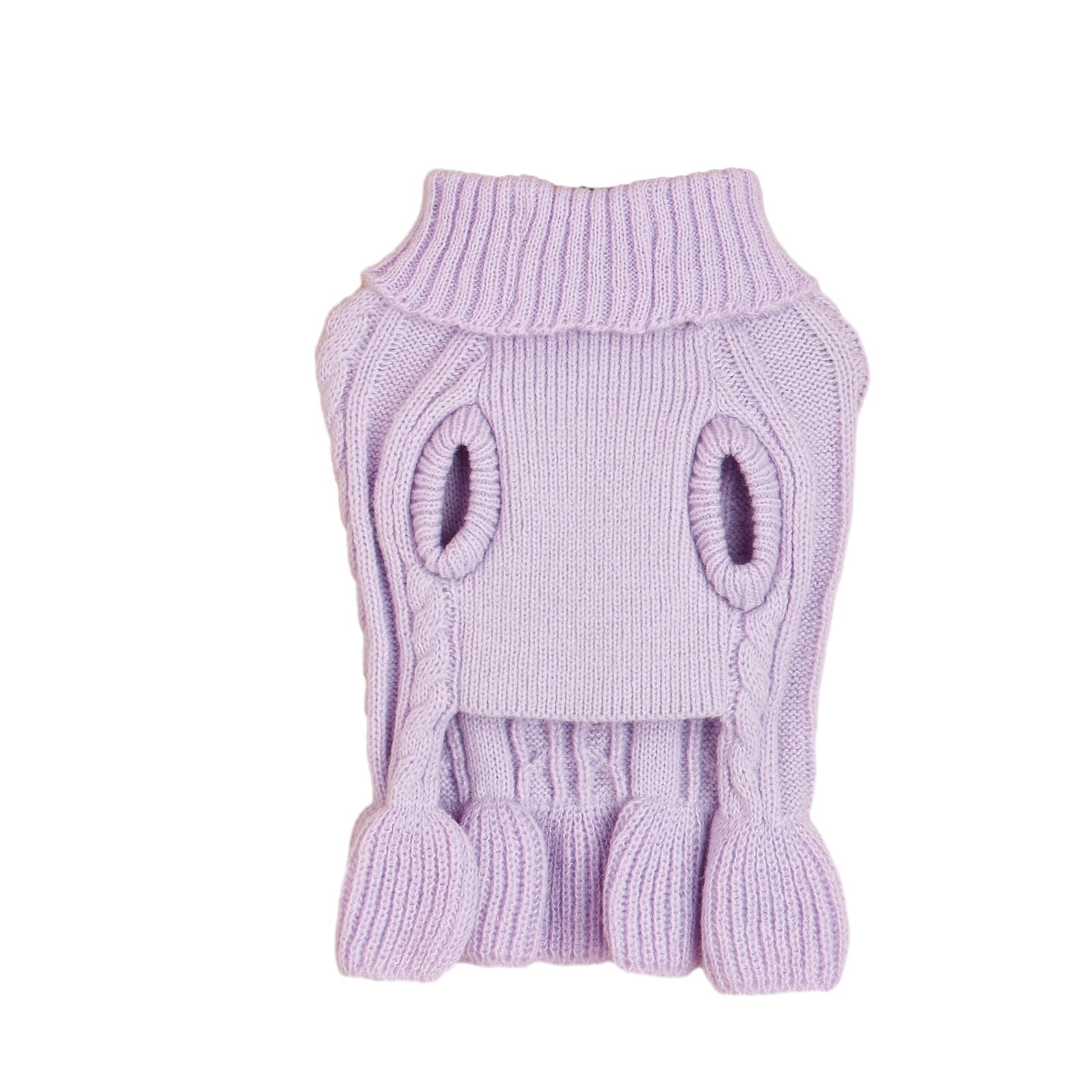 Bwealthest Dog Sweater & Dress - Cable Knit Pet Clothes For Small Dogs & Cats (Light Purple, Large)