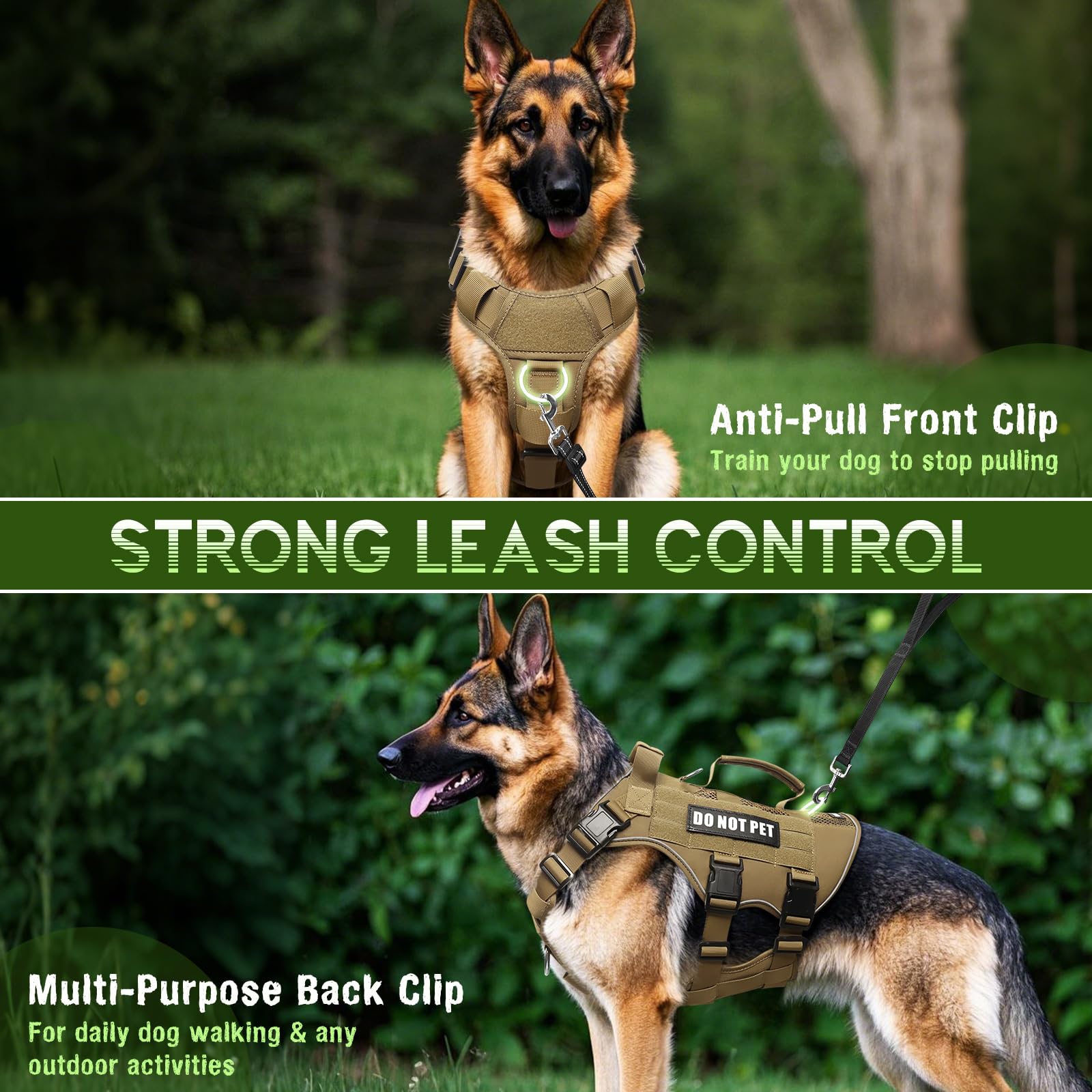 Winsee Mesh Dog Harness With 10 Pet Patches For Small Service Dog In Training, Breathable Tactical Molle Vest With Double Handle
