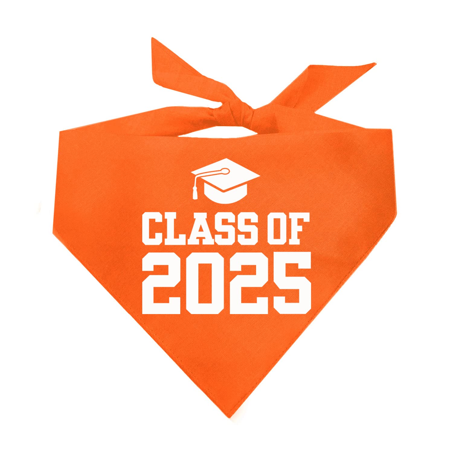 Class Of 2025 Dog Bandana | 100% Cotton Triangle | School Graduation Ceremony Party | Mom Dad Graduating Prop | 644 Orange, One 