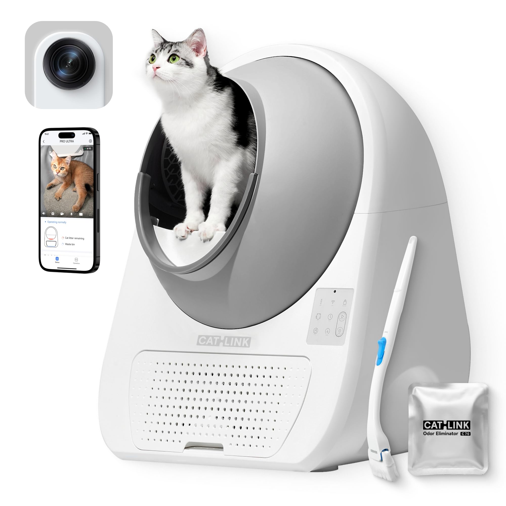 Catlink 2025 New Ultra Self Cleaning Litter Box With Ai Camera, 5G Wifi Automatic Cat Litter Box Self Cleaning For Multi-Cat, Ap