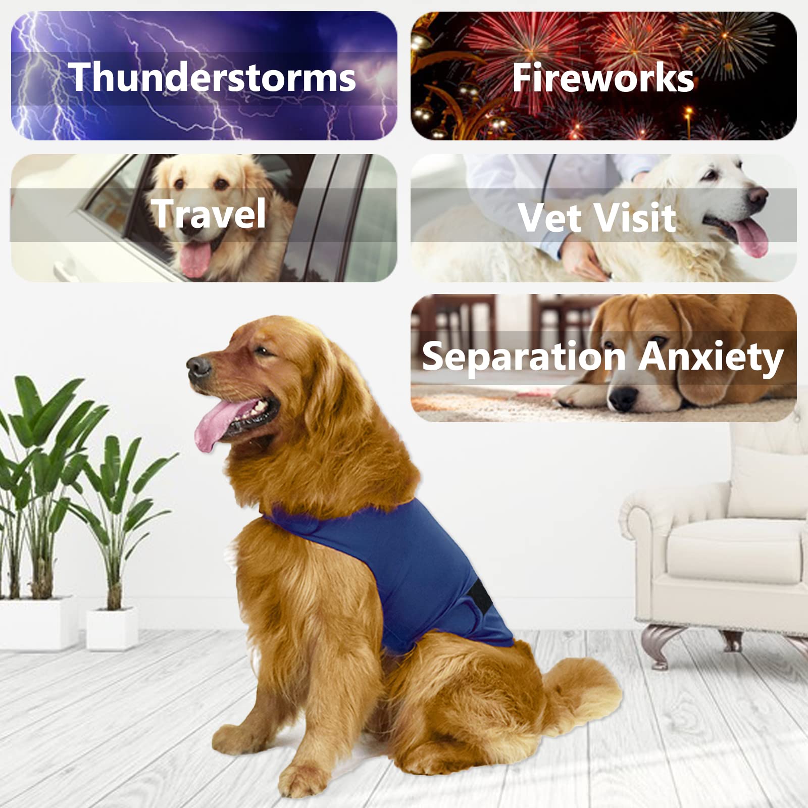 HCHYEY Dog Anxiety Jacket, Skin-Friendly Calming Shirt for Dogs- Dog Coat for Thunder, Fireworks and Separation - Keep Pet Calm