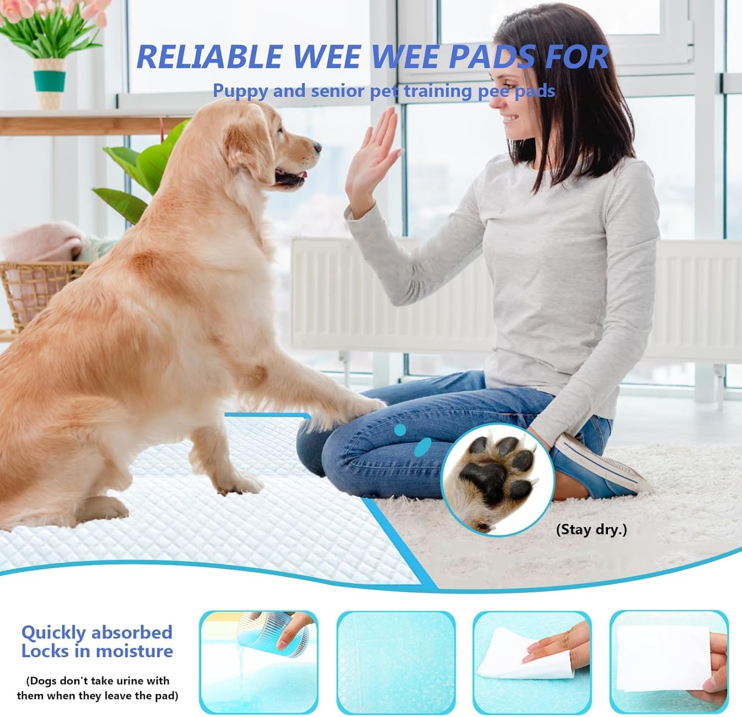 XXXL Puppy Pee Pads for Dogs 31x47 40 Count, Pee Pads Extra Large, Leak-Proof & Super Absorbent Dog Pee Pads, Thicken Disposable