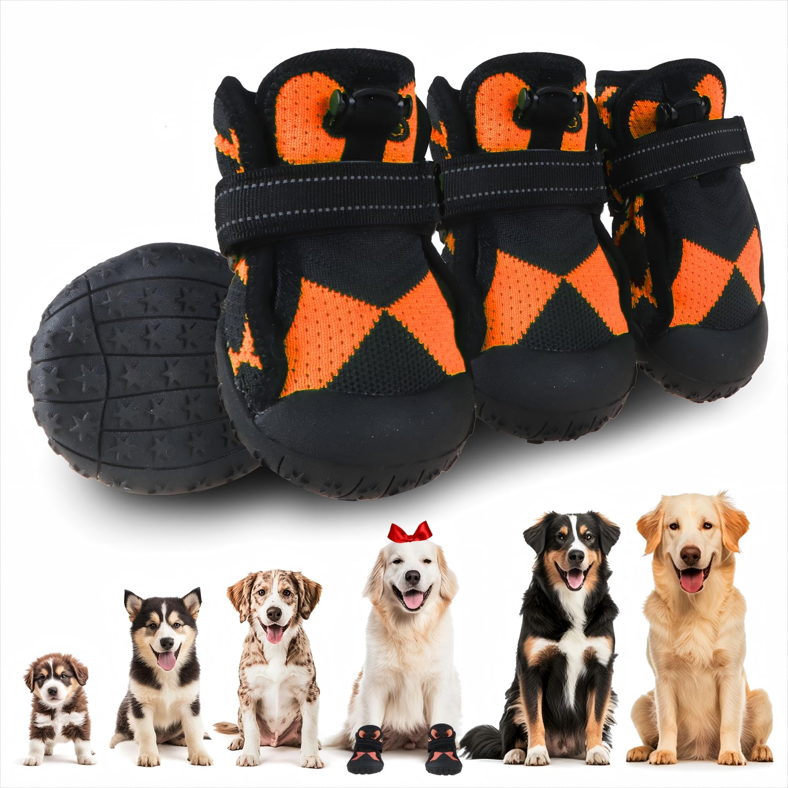 Furmate Dog Shoes For Large Small Medium Dogs,Waterproof Dog Boots & Paw Protectors With Breathable Mesh For Summer Hot Pavement