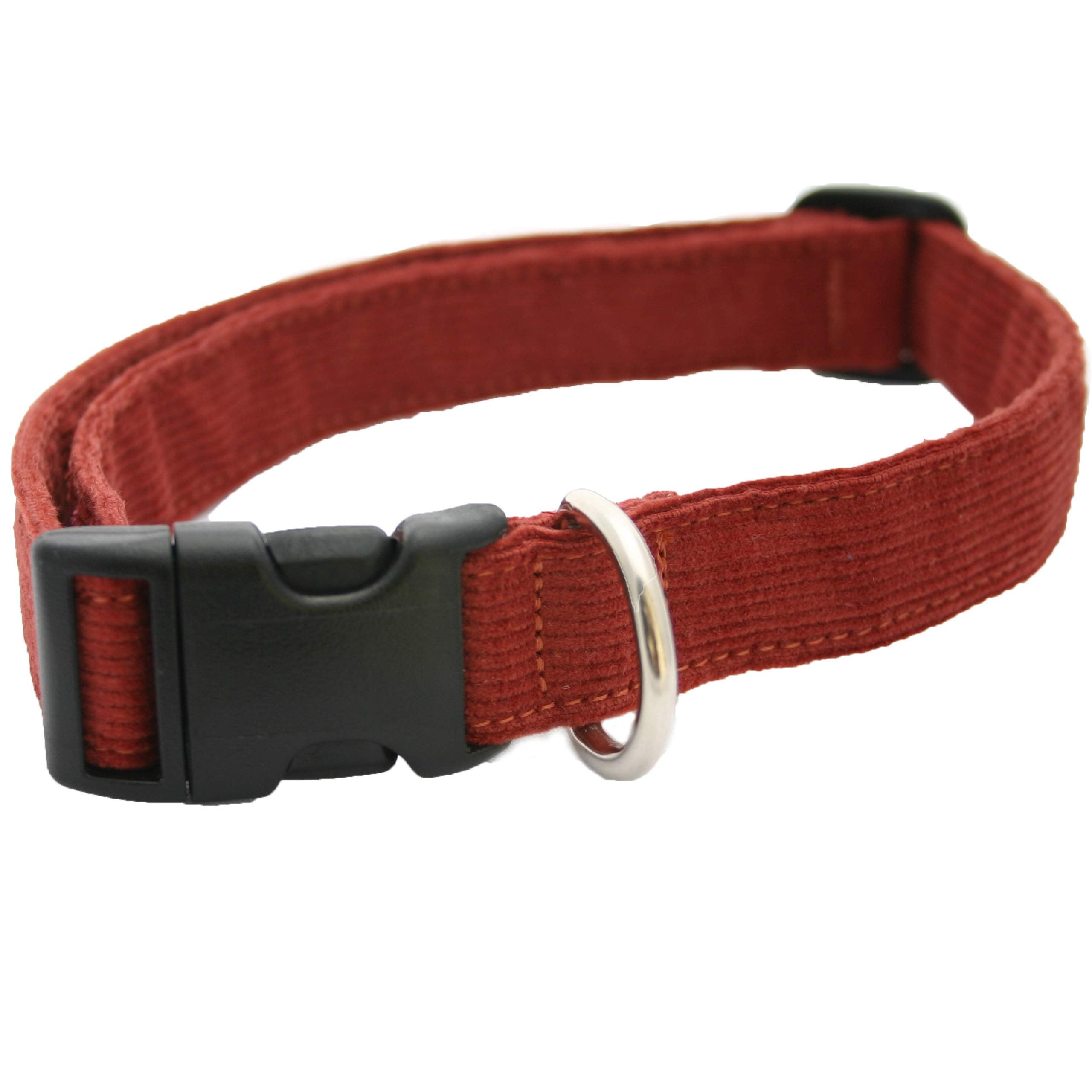 Hemp Corduroy Dog Collar - No Pattern (3/4' Medium, Rust)