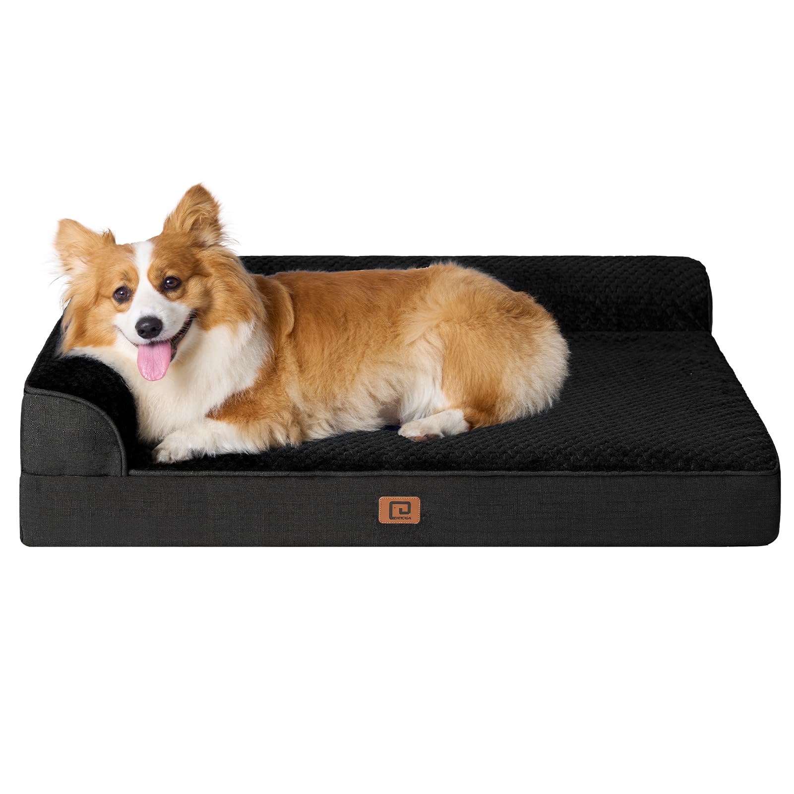Eheyciga Memory Foam Dog Bed Large Sized Dogs, Pet Bed For Large Dog For Crate With Waterproof Liner, Pet Couch Bed Orthopedic With Washable Removable Cover, 35X23X6 Inches, Black
