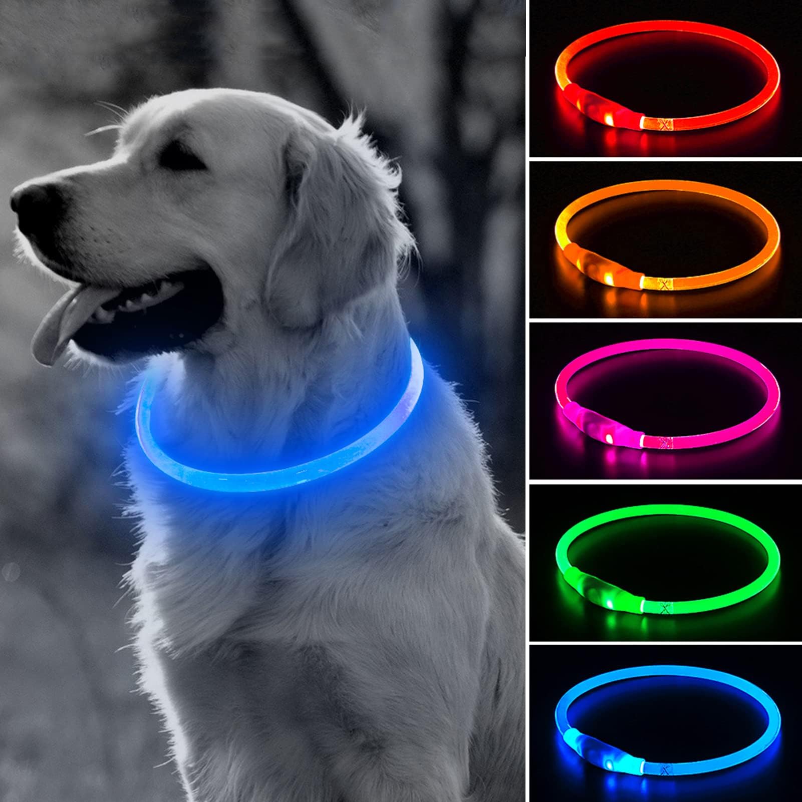Bseen Light Up Dog Collar, Rechargeable Led Puppy Collar Waterproof Glowing Pet Collar Tpu Cuttable Lighted Dog Collar For Small
