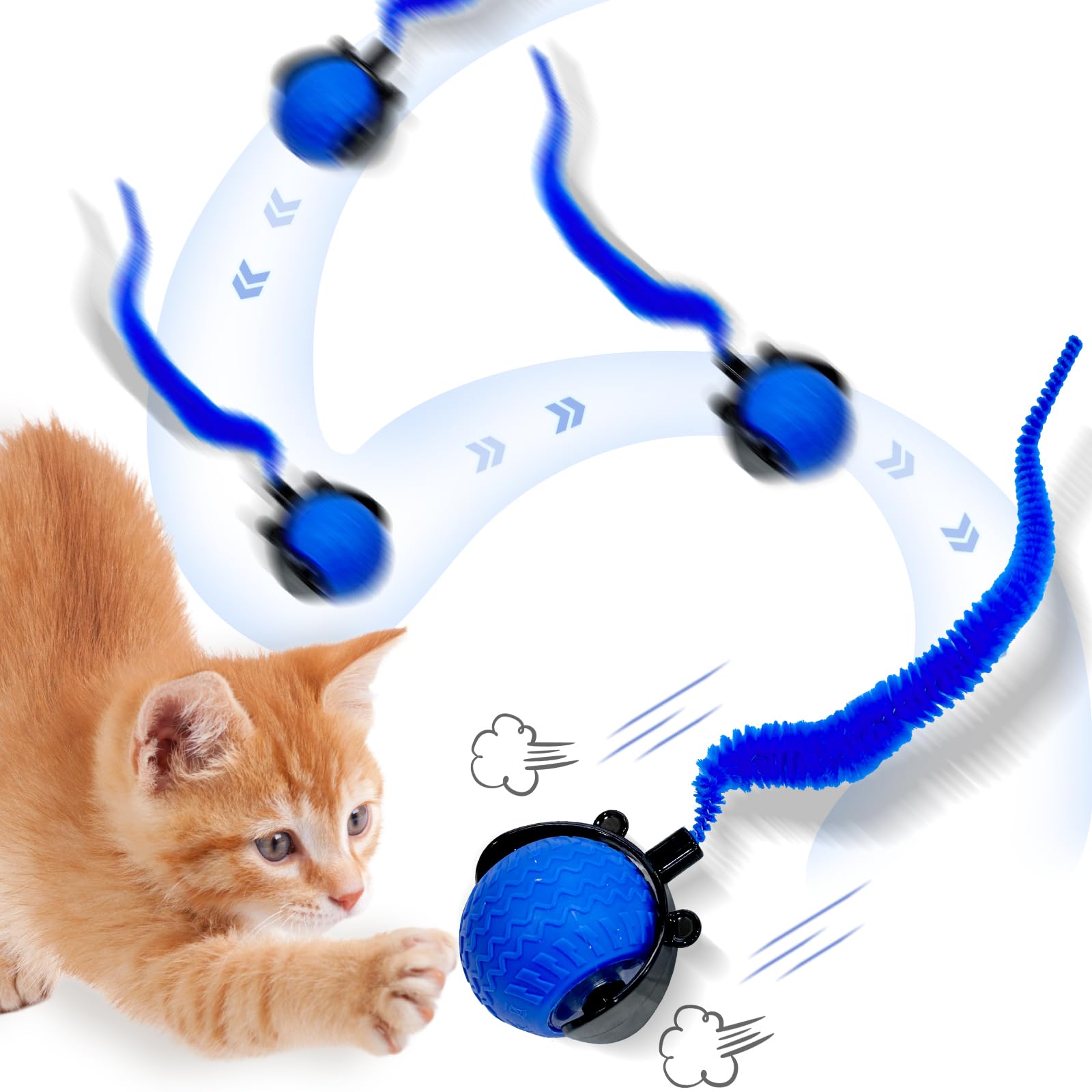 Merneuo Interactive Cat Ball Toy, Upgraded Automatic Rolling Cat Ball With Tail 2.0 And Type C Cord, Touch Activated Moving Toy 