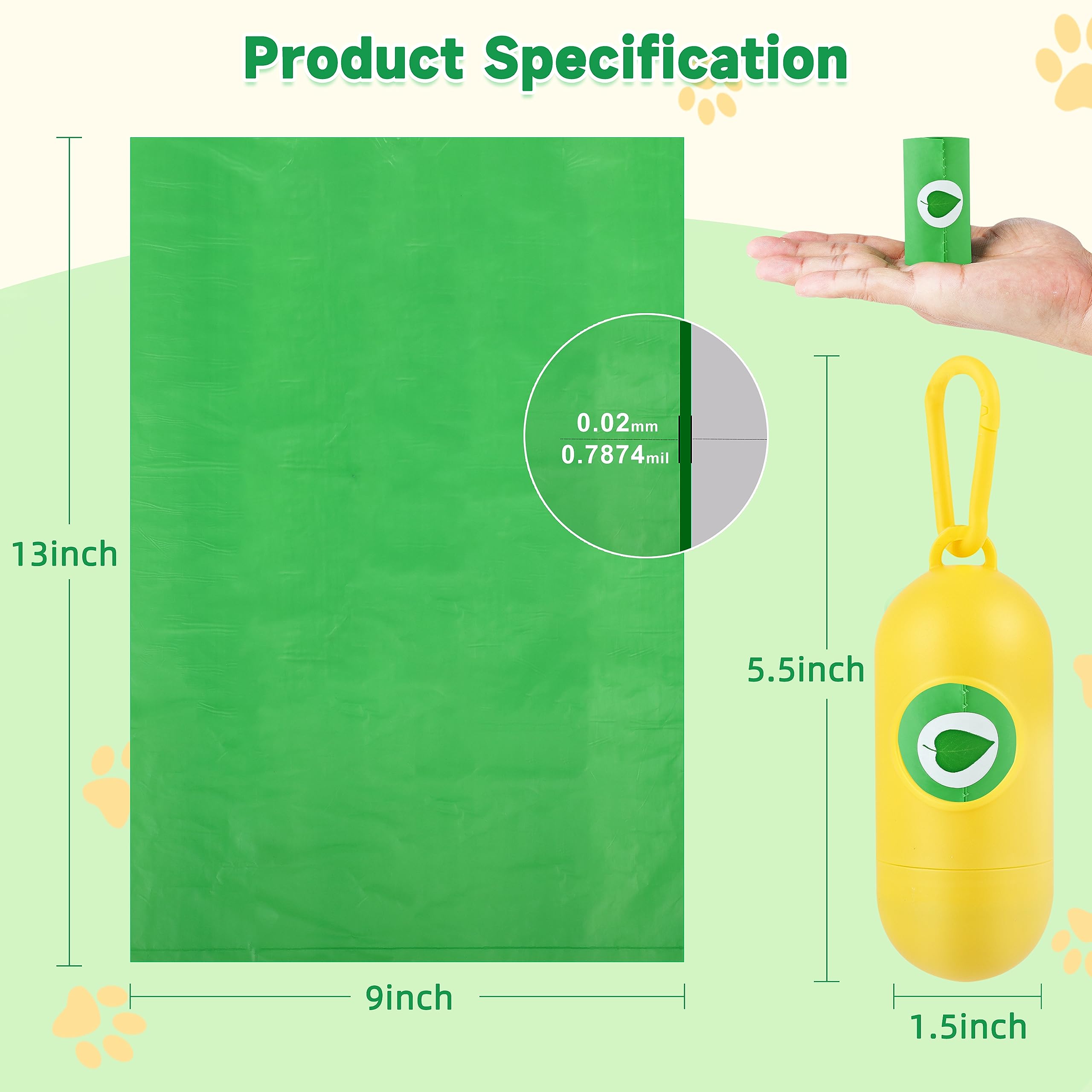 Dog Poop Bags With Dispenser, Pet Waste Bags Doggie Bags, Guaranteed Leak Proof And Extra Thick Waste Bag Refill Rolls For Dogs,