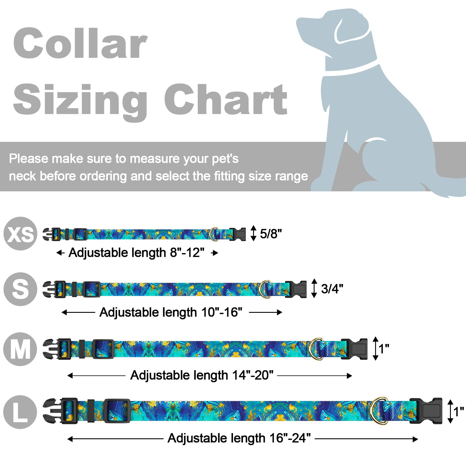Rnivvi Dog Collar For Medium Dogs, Cute Marble Heavy Duty Adjustable Puppy Collar With Quick Release Buckle For Girl & Female, P