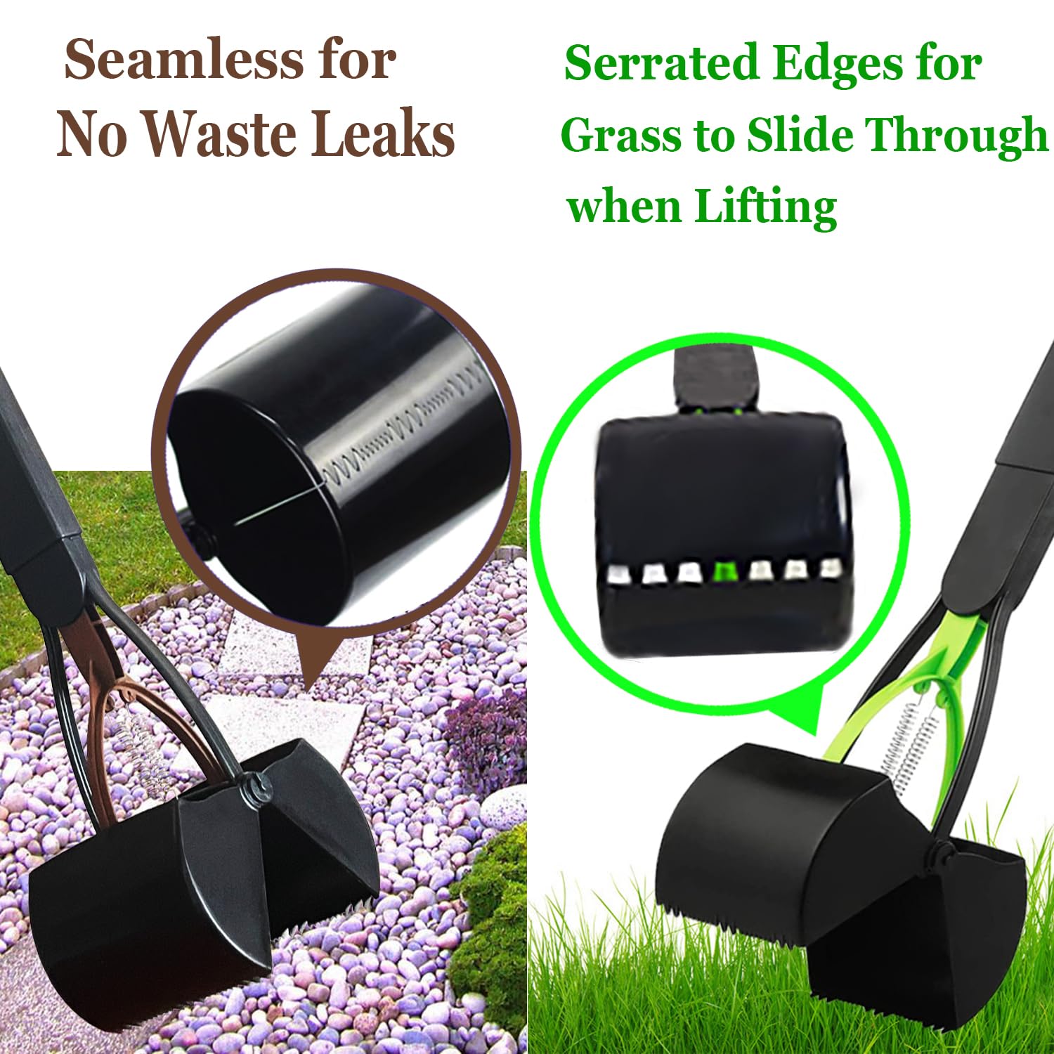 2 Pieces Pooper Scooper, Large Pooper Scooper For Dogs Heavy Duty, Dog Pooper Scooper With Long Handle & High Strength Durable S