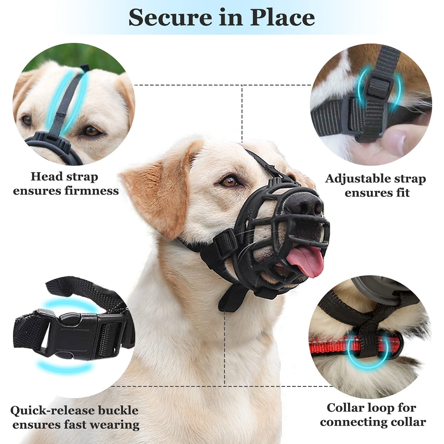 Dog Muzzle, Soft Basket Muzzle for Medium Large Dogs, Best to Prevent Biting, Chewing and Barking