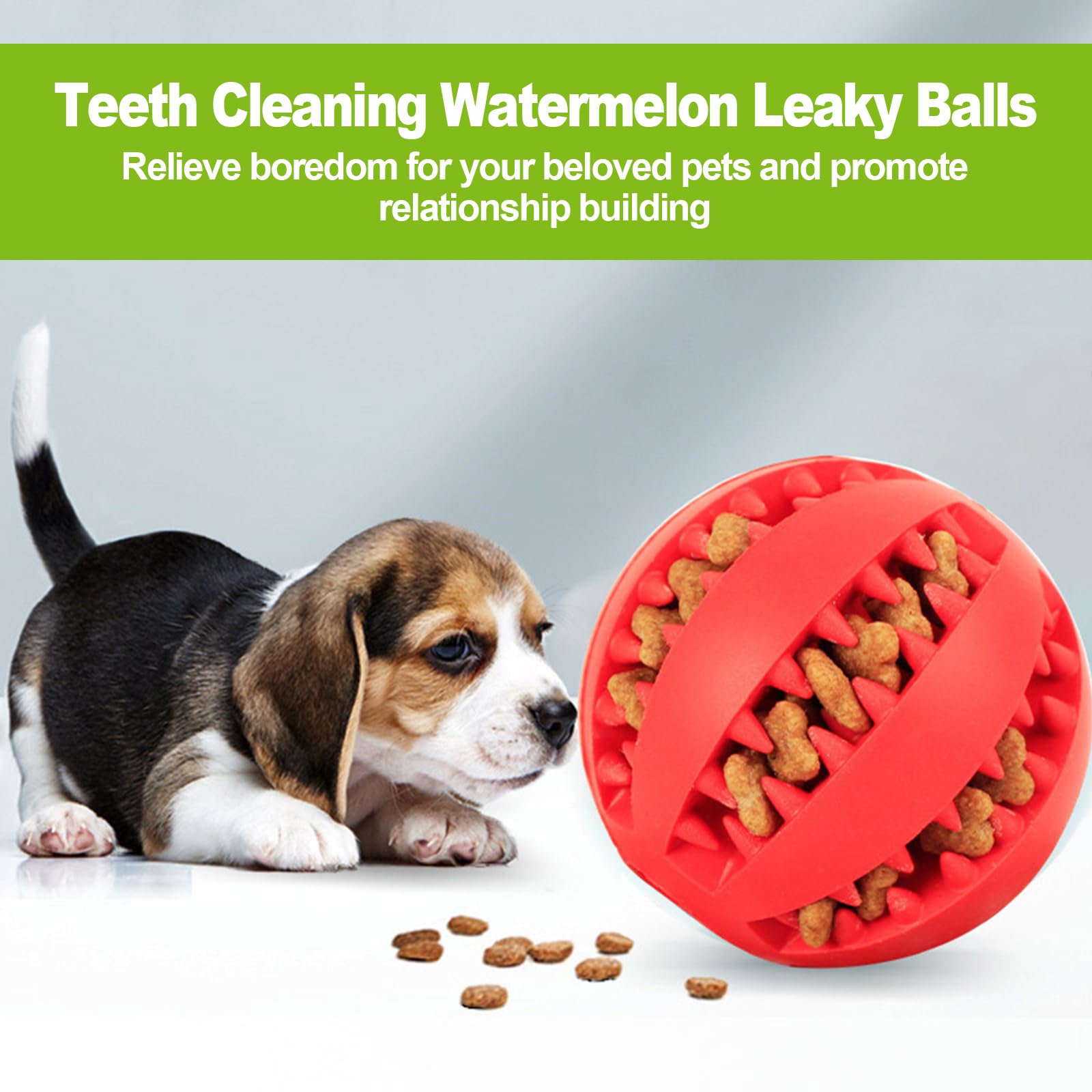 Wanheart Dog Treat Ball - Nontoxic Bite Resistant Dog Toys For Small To Large Dogs, Teeth Cleaning, Chewing & Training (Blue + G
