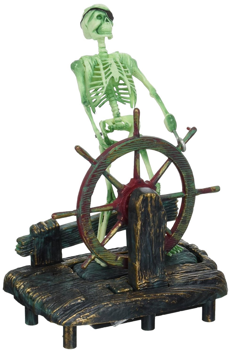 Penn-Plax Action-Air Aerating Aquarium Ornament – Creates Movement In Fish Tank – Air Pump Driven – Skeleton At The Wheel
