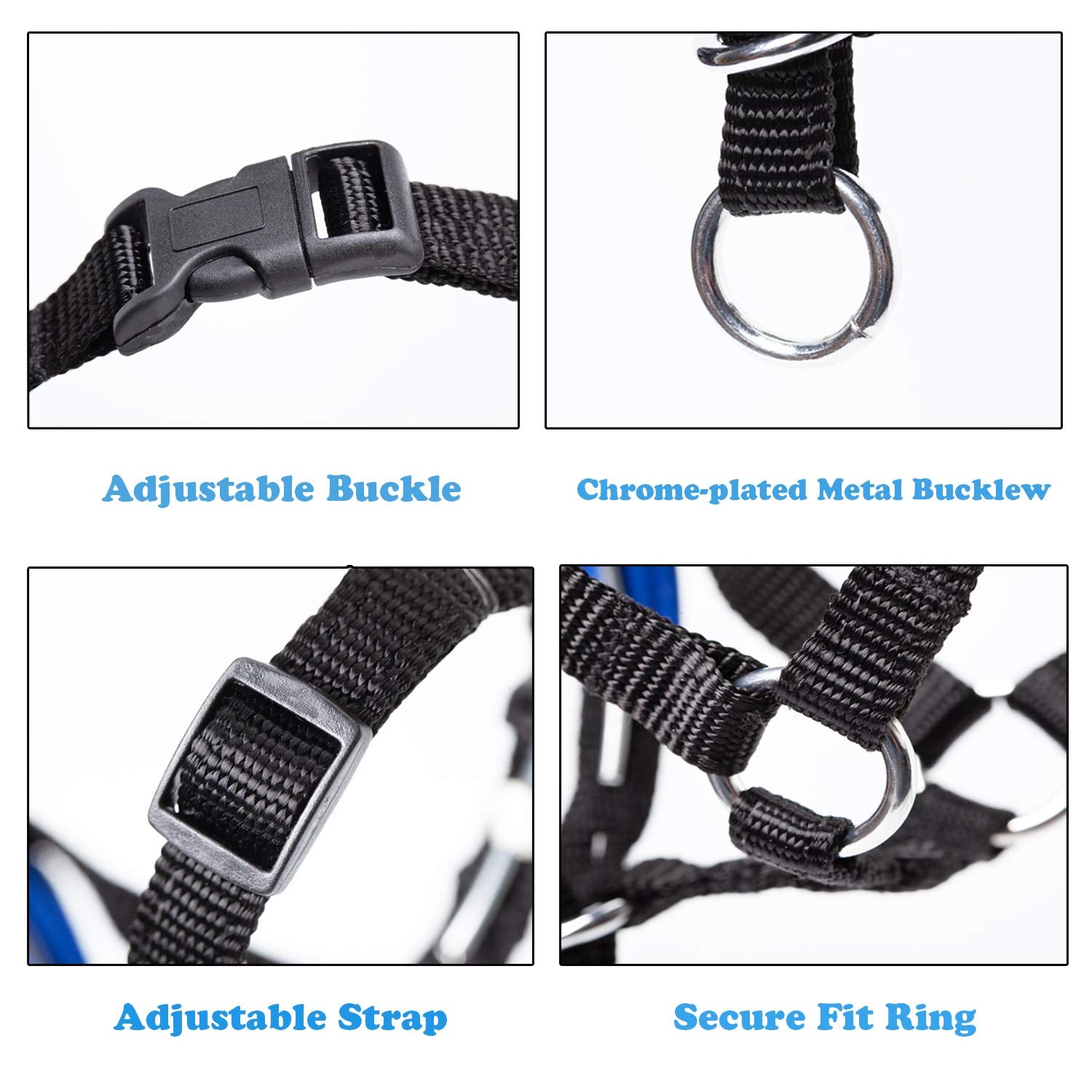 Wintchuk Dog Head Collar, Fabric Padded Head Collar For Dogs To Prevent Pulling, Adjustable Dog Head Harness (S,Black)