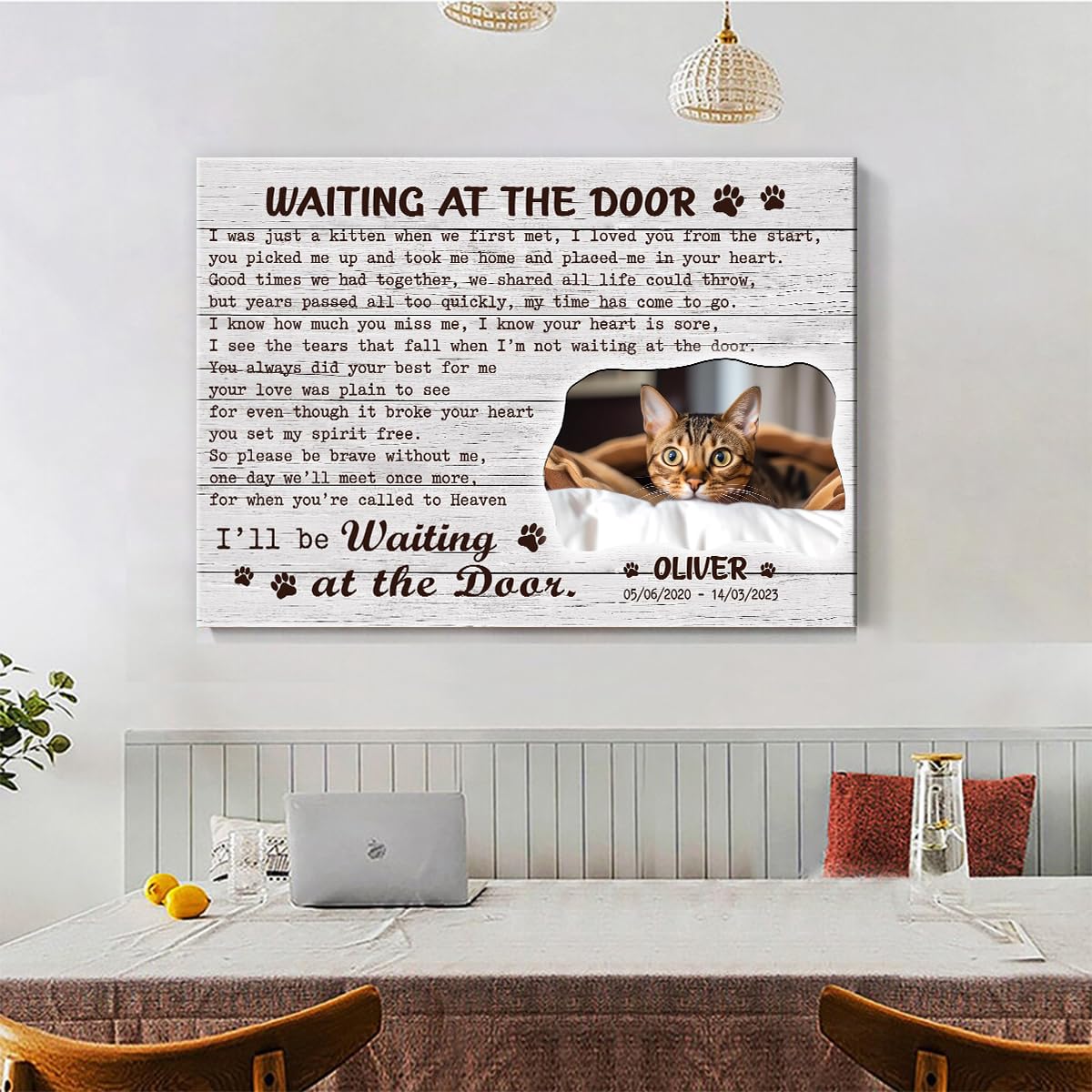 C80813 Funny Cat Memorial Canvas Gifts For Cat Lover Mom - Personalized Wall Art Decor With Custom Landscapes, Name Text Picture