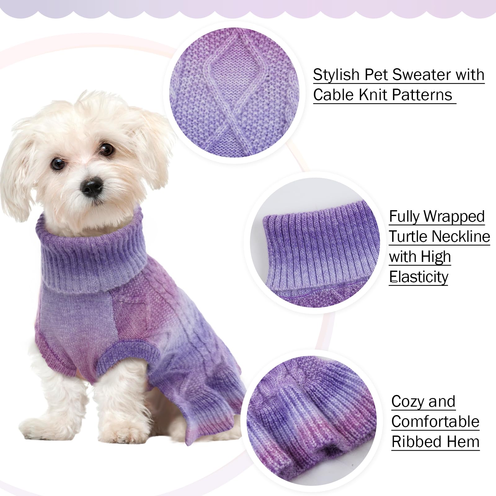 Qbleev Custom Puppy Turtleneck Sweater Dresses - Soft, Warm, Medium Winter Fall Pet Sweaters For Dogs, Customizable Turtleneck C