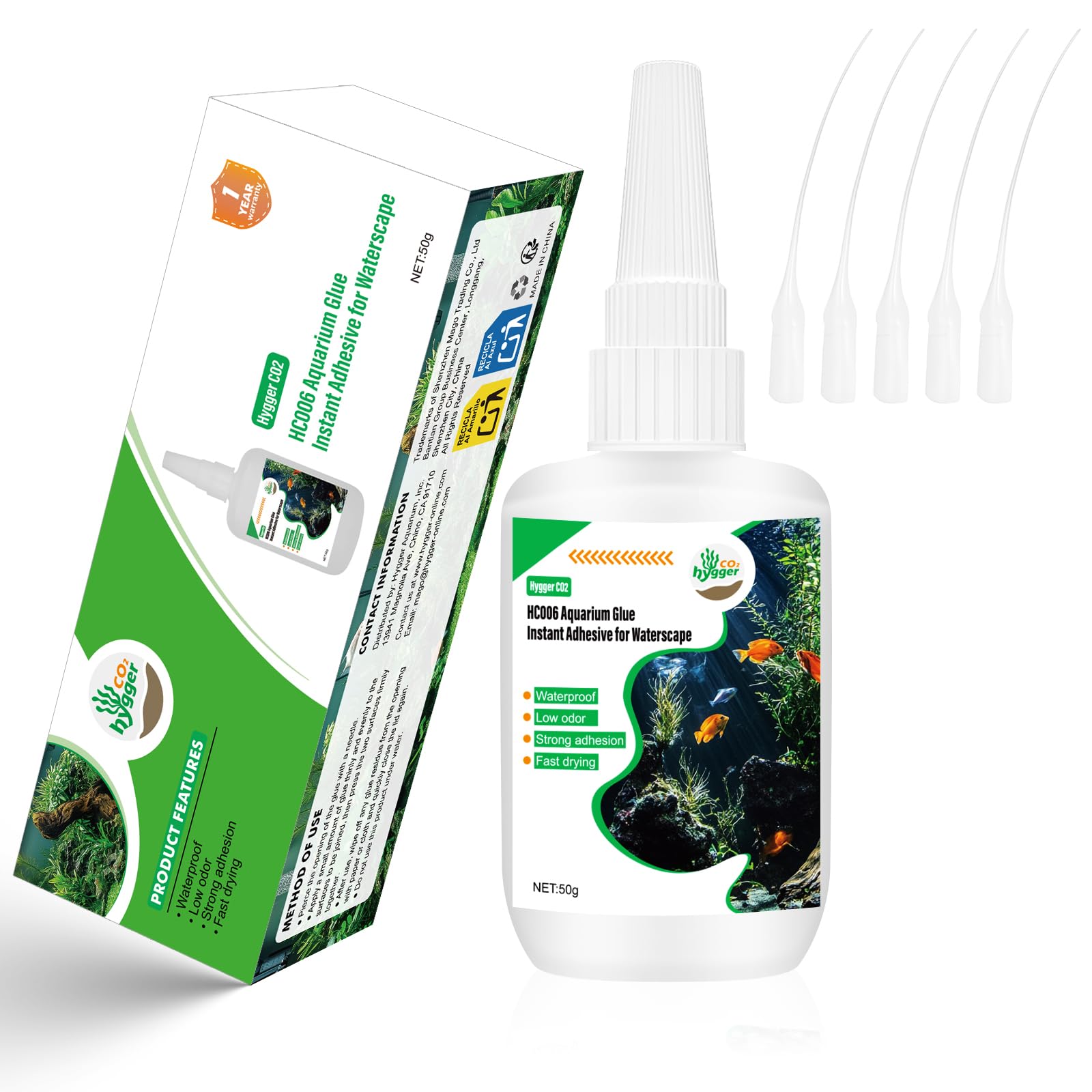 Hygger CO2 Special Aquarium Liquid Glue for Fish Tank Landscaping, Aquarium Safe Instant Glue for Driftwood, Rocks, Stones,Build