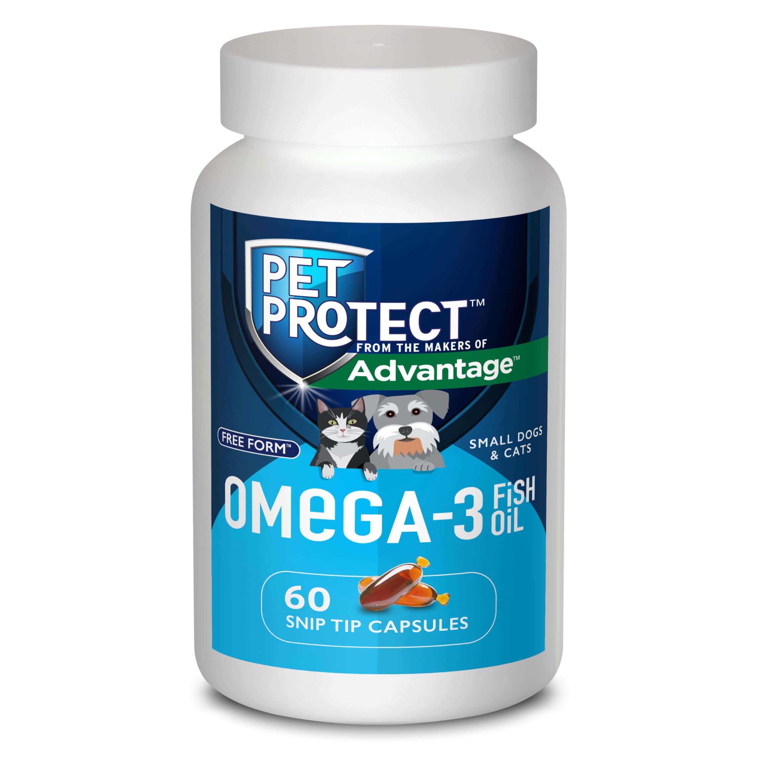 Pet Protect Cat & Small Dog Omega-3 Supplement, Proprietary Free Form Blend, Supports a Normal Inflammatory Response, Snip-Tip C