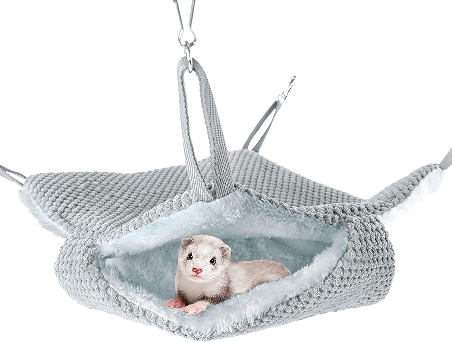 Niteangel Ferret Hammock Napping Bed Pocket - Swing Snuggle Sack For Ferrets Rats Suger Glider Squirrels (Grey)