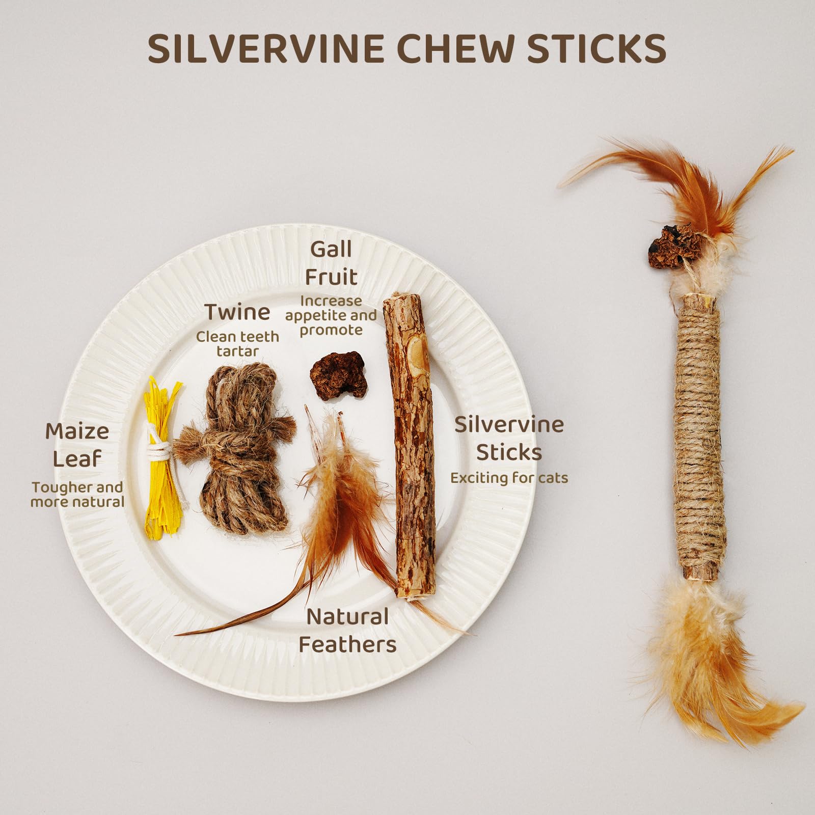 Bobopal Catnip For Cats,Interactive Silvervine Sticks For Cats, Loofah Chew Cat Toys For Indoor Cats & Kitten Teething Toys & Ca