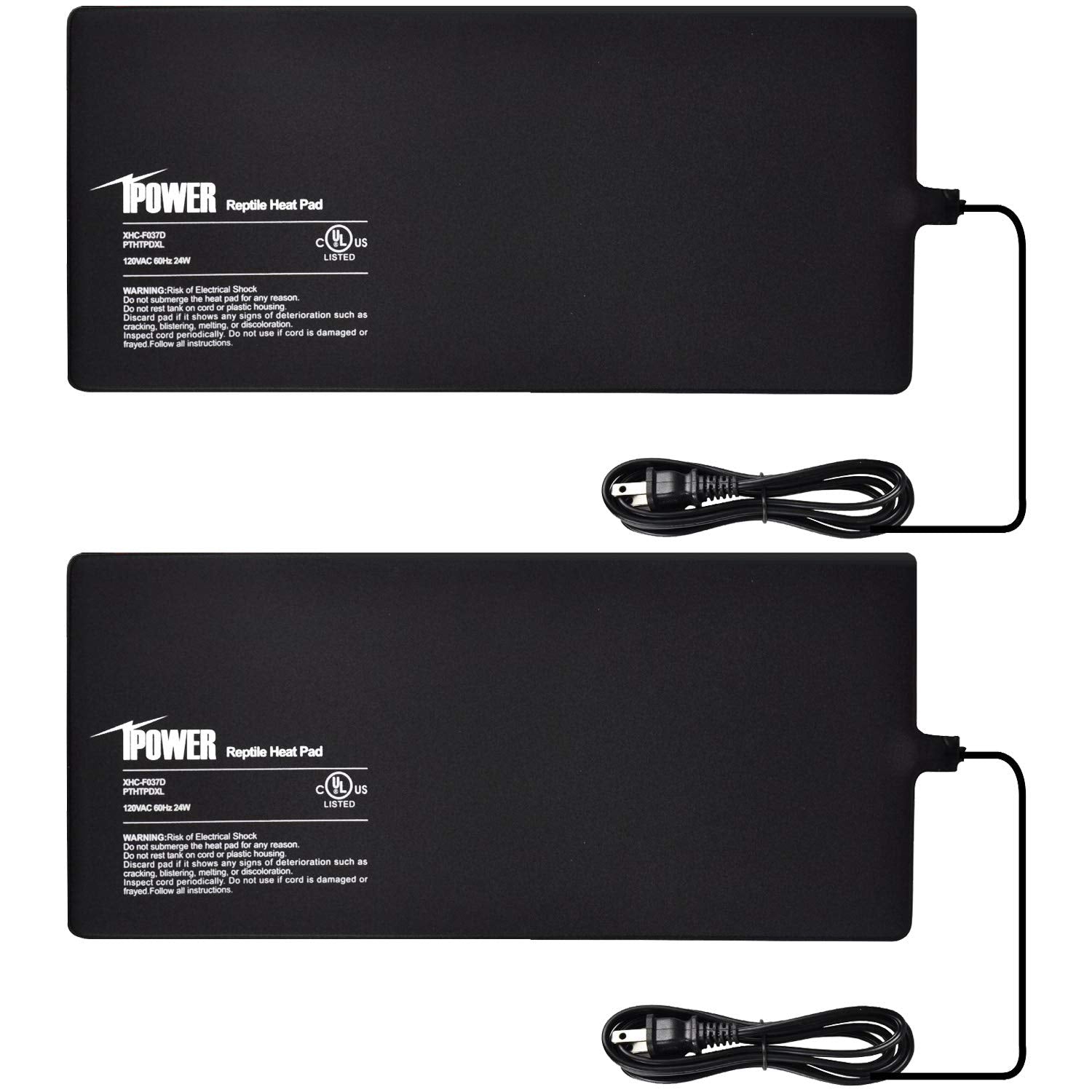 Ipower 2-Pack 8 By 18-Inch Reptile Heating Pad Terrarium Heater Under Tank Heat Mat For Small Animals, Black