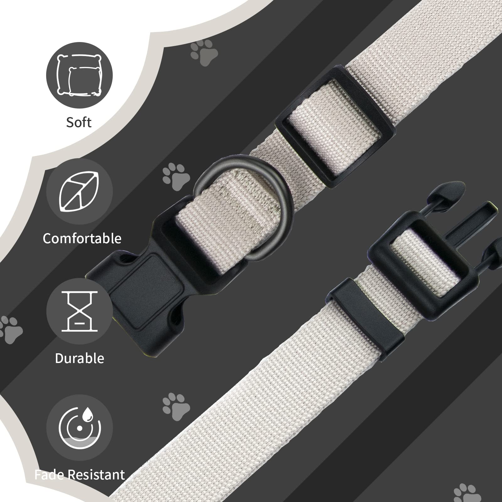 Pawhuggies Beige Dog Collar For Small Dogs, Breathable, Anti-Odor & Soft, Comfortable For Sensitive Skin Puppies, 90% Bamboo Ray