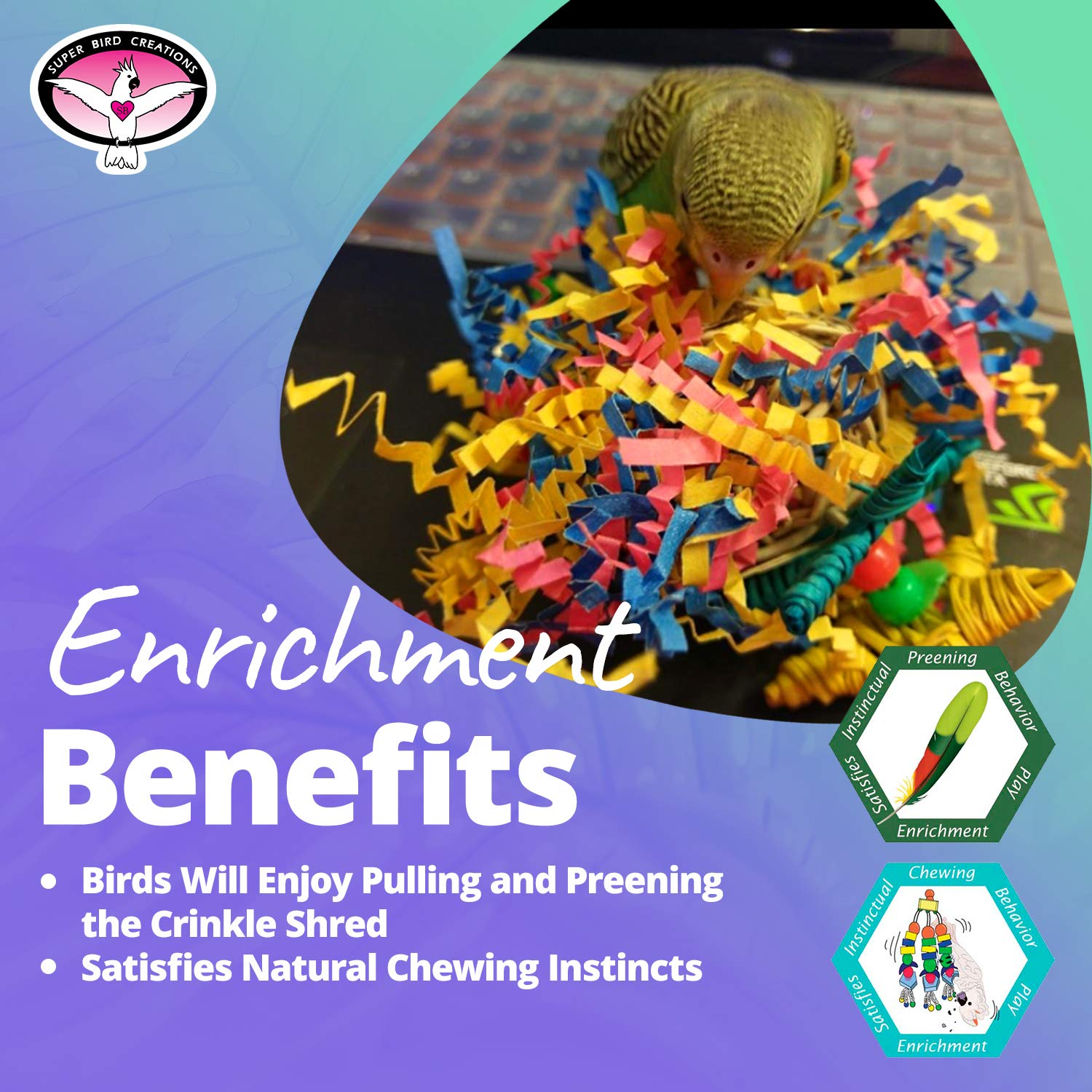 Super Bird Creations Sb541 Crinkle Crinkle Little Star Bird Toy - Small Bird Size, Parrotlets, Cockatiels, Lovebirds - Foraging & Chew Toy - Stimulating Bird Toy For Enrichment - 6' X 2'