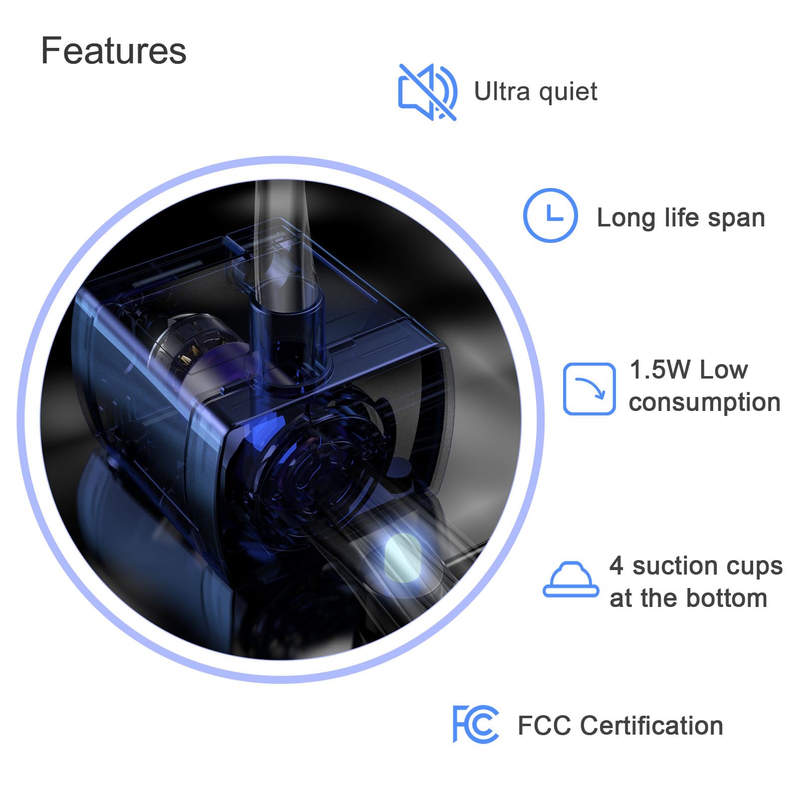 Cat Fountain Pump Replacement, Upgraded Smart Cat Water Fountain Pump For Round And Cubic Cat Fountain, Intelligent Pet Fountain Pump (The Adapter Is Not Included)