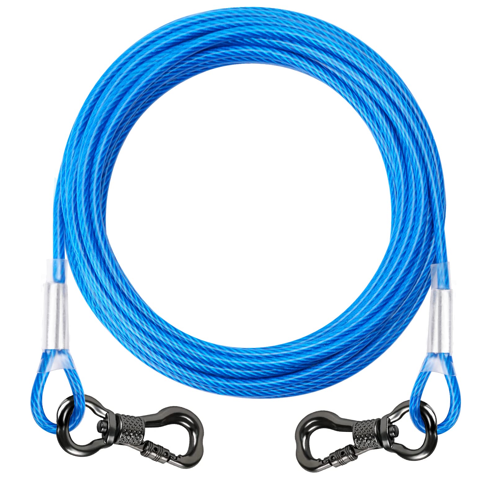 Xiaz Dog Tie Out Cable, Dog Runner For Yard Steel Wire Dog Cable With Durable Lockable Clips, 50Ft Dog Chains For Outside Dog Lead For Medium Dogs Up To 60 Lbs