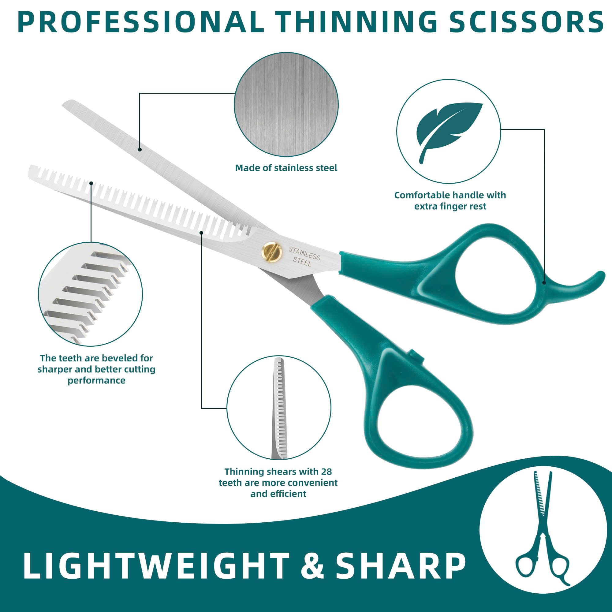 Professional 5 In 1 Pet Grooming Kit - Stainless Steel Dog & Cat Grooming Scissors With Rounded Tip Blades For Safe Fur Trimming