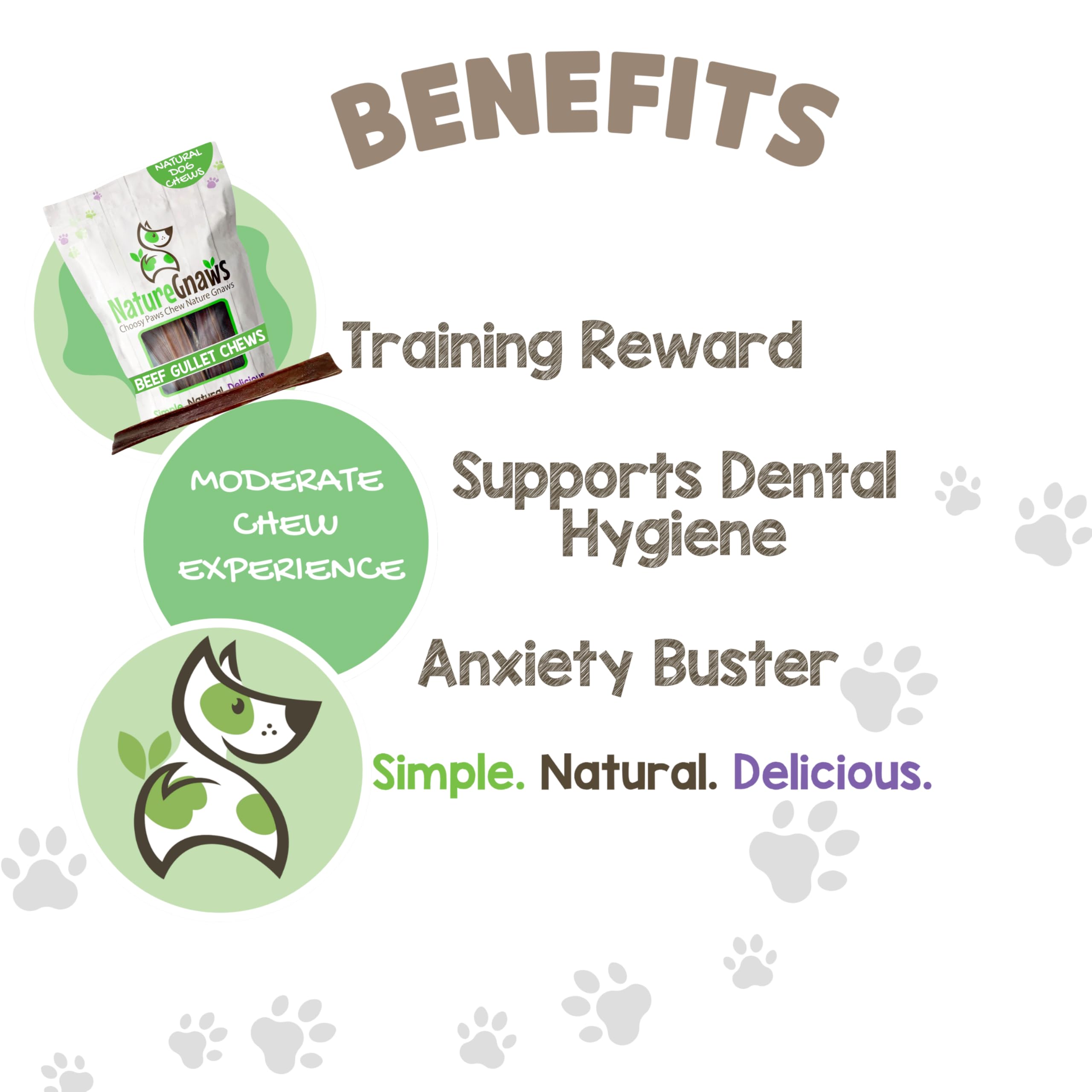 Nature Gnaws Beef Gullet Chews for Large Dogs, 20 Count Natural Jerky Sticks, Rawhide Free, 9-10" - Model B01LOXXUNU