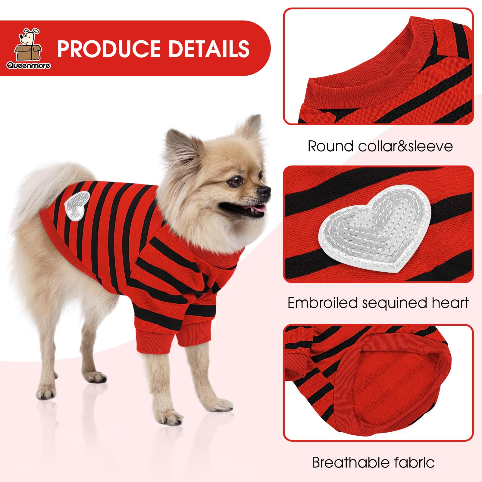 Queenmore Small Dog Shirt,Soft Breathable Dog Shirt For Dogs Cats Boy Girl,Pet Clothes For All Season,Breathable Lightweight Pet