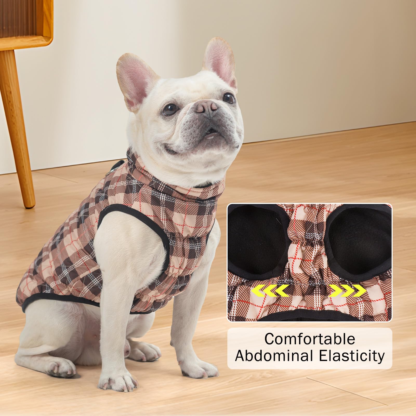 Scenereal Winter Coat With Harness For Small Medium Dogs, Waterproof Puffer Jacket With Zipper, Fleece Snow Clothes For Puppy