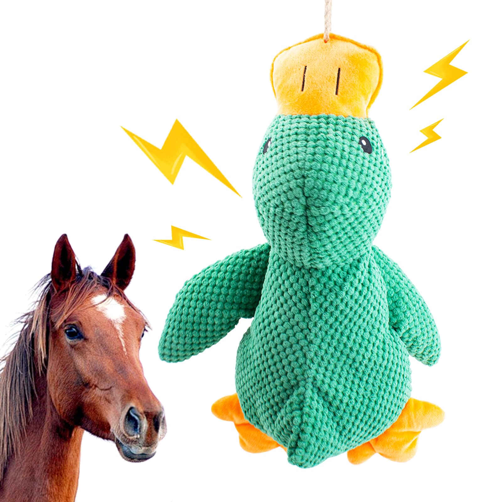 Ooxyg Horse Toys Squeaky Squeeze Plush Duck, Interactive Squeaky Duck Toy For Horses To Play With, Hanging Plush Enrichment Toys