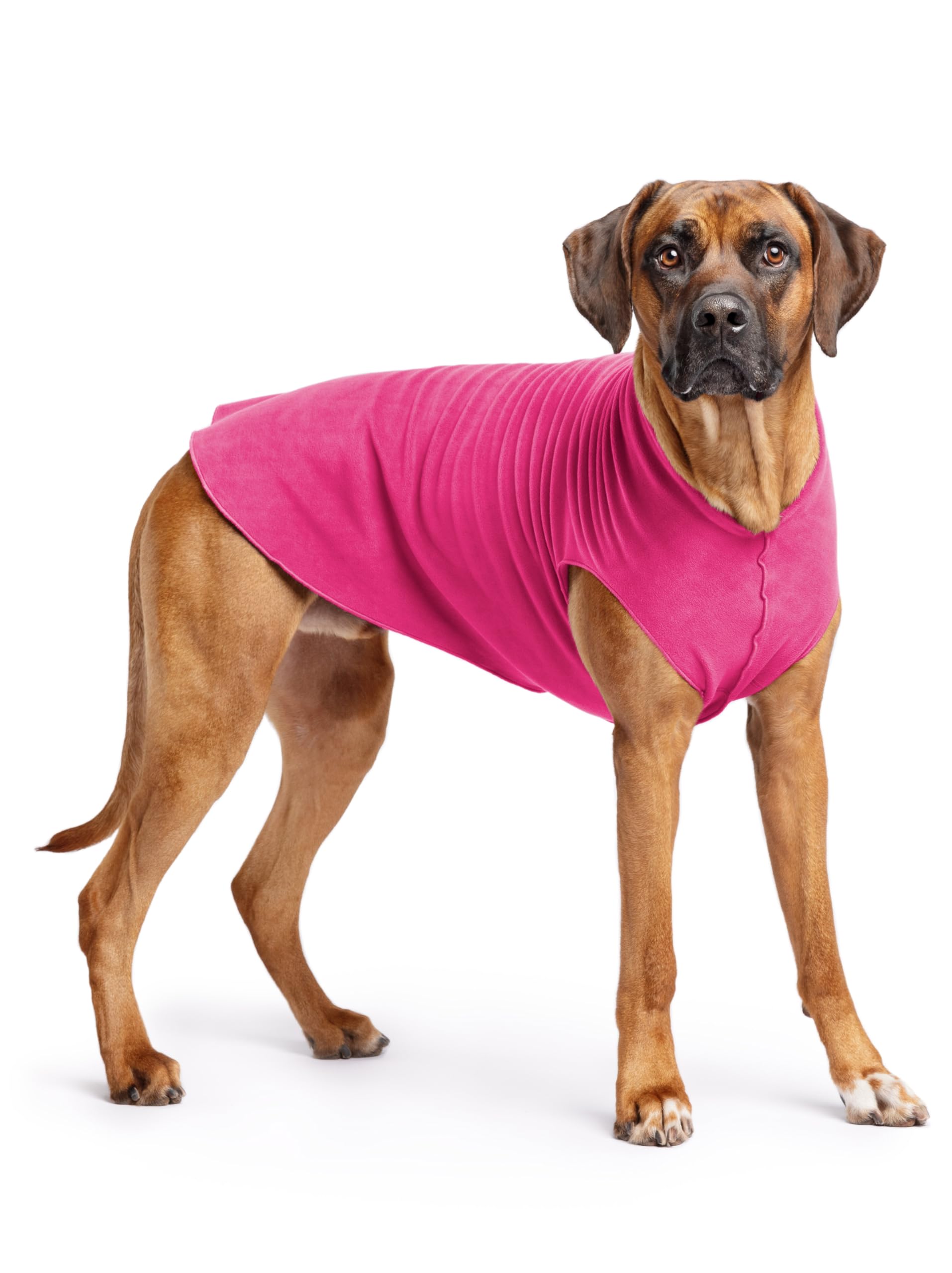 Gold Paw Stretch Fleece Dog Coat, Stretchy Pet Sweater, Machine Washable Pullover For Winter And Fall, Fuchsia, 26