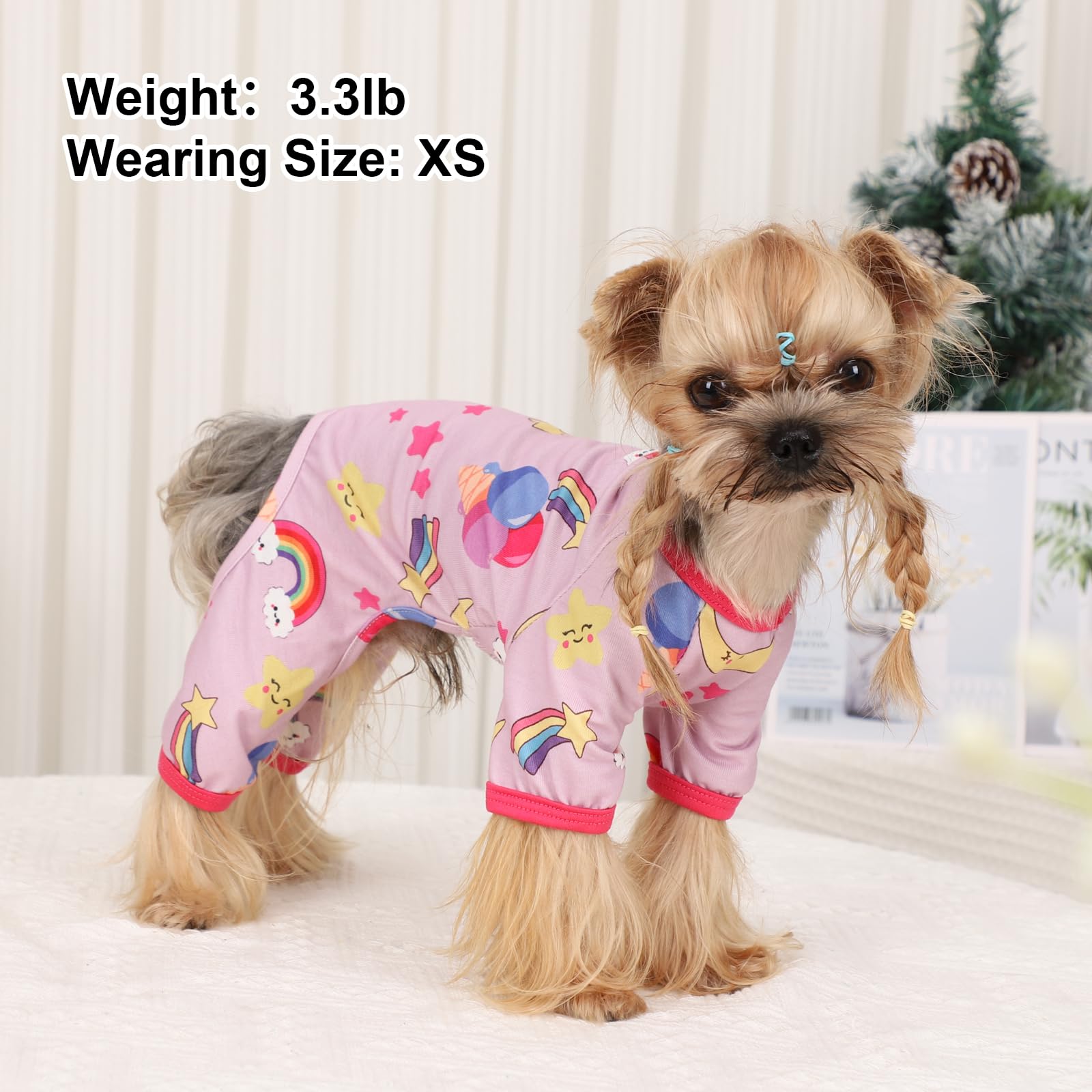 Dog Pajamas Pjs Spring Summer Dog Clothes for Small Dogs Girl - Female - Medium Size Dogs, Soft Stretchy Puppy Clothes Doggie On