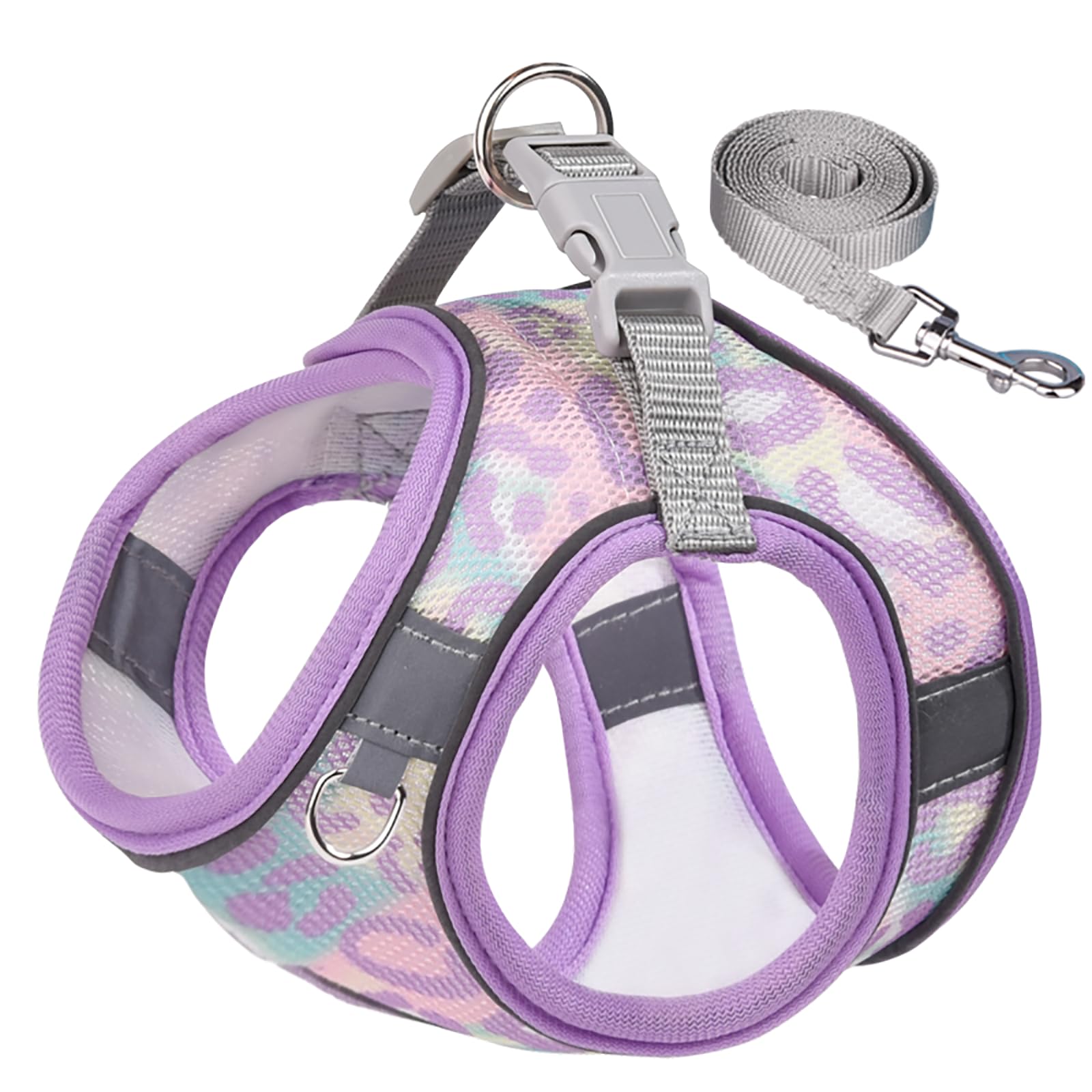 Btdcfy Step In Mesh Dog Harness And Leash Set - Breathable Air Mesh Reflective Escape Proof Vest - No Choke, Lightweight - Purpl