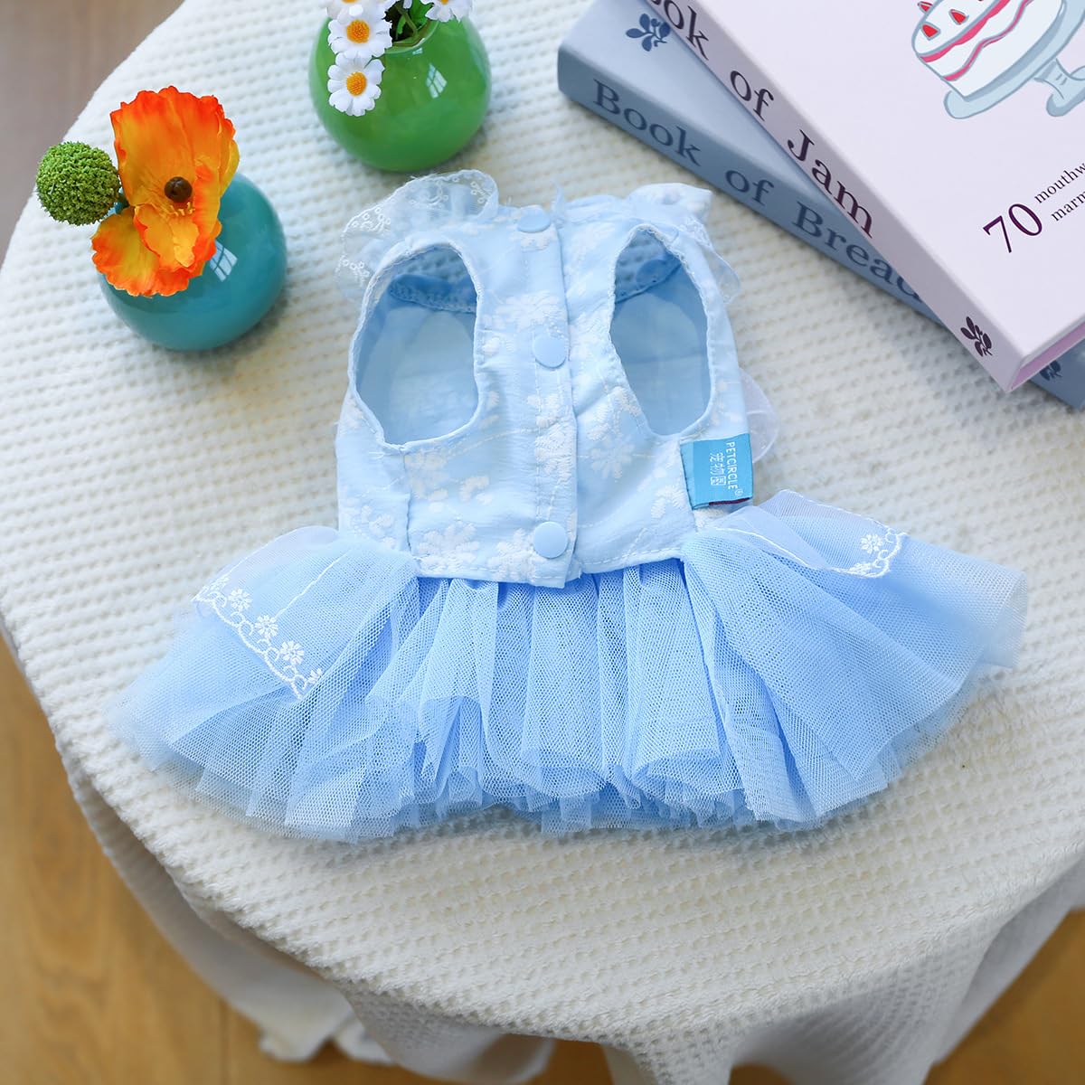 Marupet Fashion Sweet Puppy Dog Blingbling Princess Skirt Pet Dog Lace Cake Camisole Tutu Dress F-Blue S