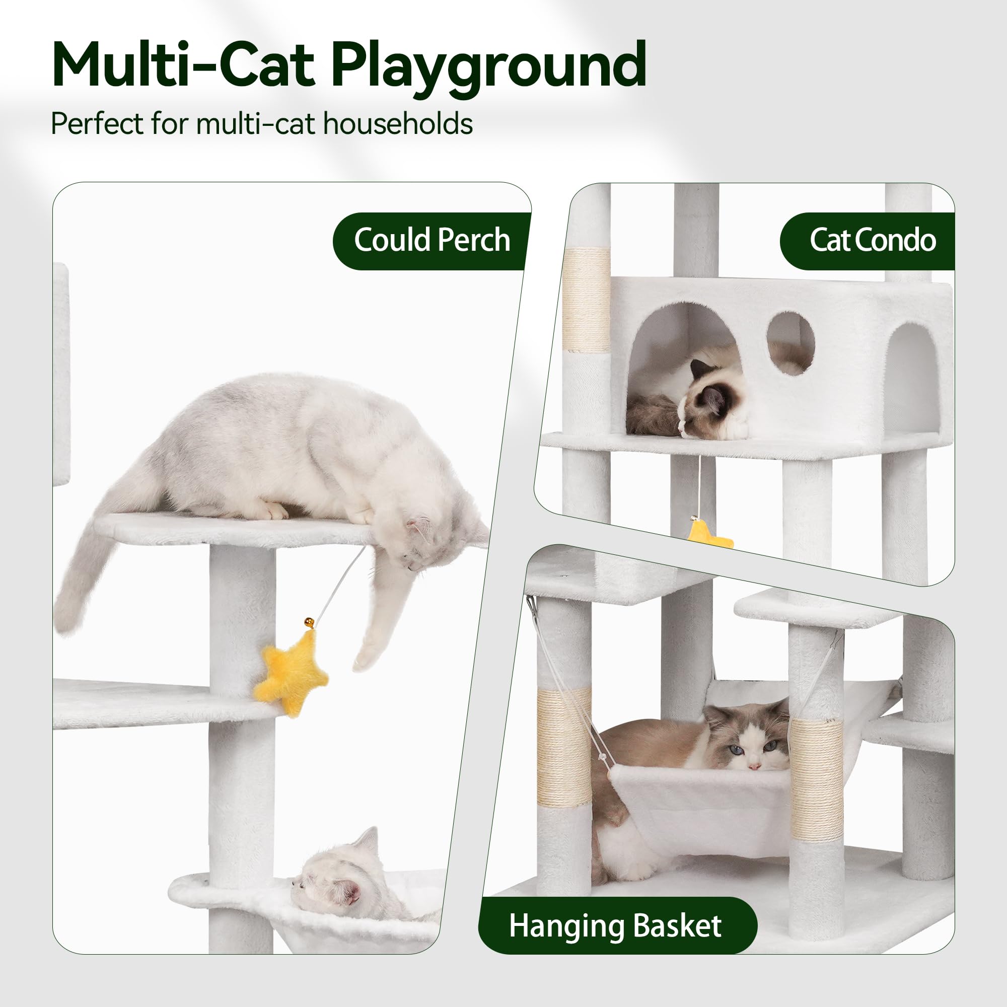 Meecal 85In Cat Tree For Indoor Cats Large Adult, Tall Cat Tower With Scratching Post, Heavy Duty Cat Tree With Large Perches, C