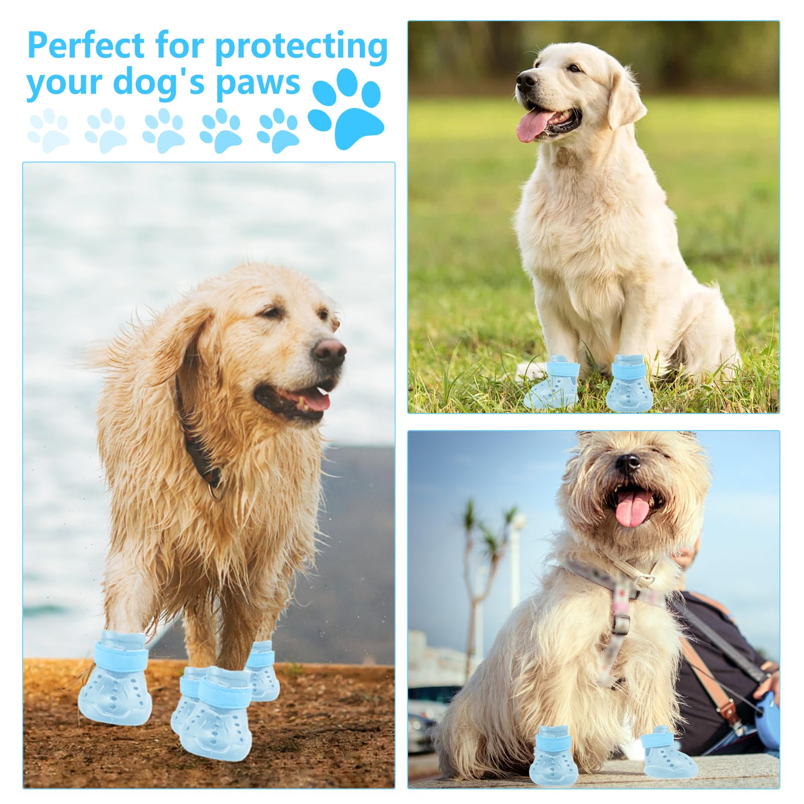 Dogoys Dog Shoes, Dog Sandals For Hot Pavement, Non-Slip Waterproof Dog Booties For Winter Snowy Day And Summer, Adjustable Stra
