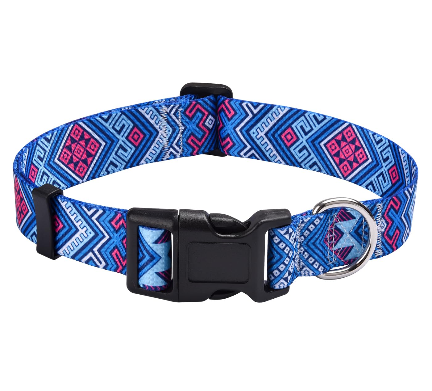 Mihqy Dog Collar With Bohemia Floral Tribal Geometric Patterns - Soft Ethnic Style Collar Adjustable For Small Medium Large Dogs(Blue Ethnic Style,M)