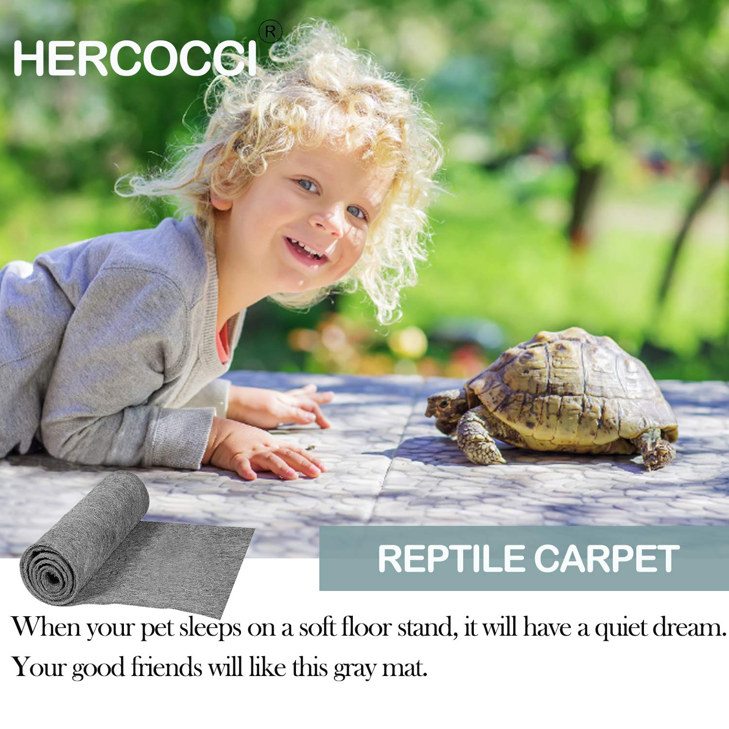 Hercocci 2 Pack Reptile Carpet, 39’’ X 20’’ Terrarium Bedding Substrate Liner Reptile Cage Mat Tank Accessories For Bearded Dragon Lizard Tortoise Leopard Gecko Snake (Grey)